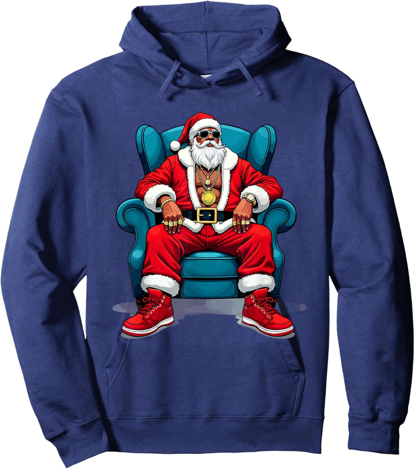 Hip Hop Santa Claus Rap Funny Christmas Cool Gangster Hoodie - Hoodie | Navy