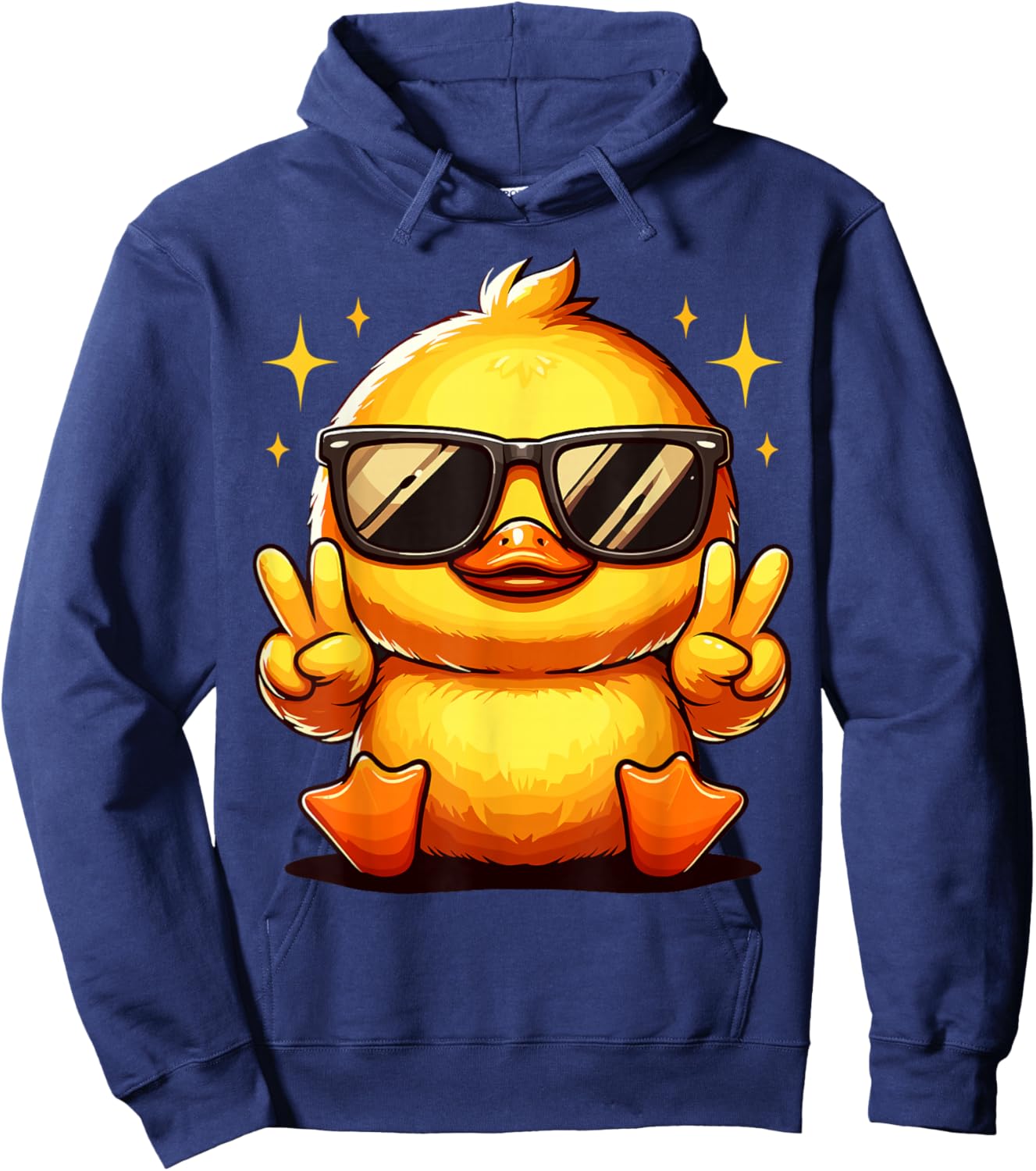 Cool Retro Yellow Rubber Duck in 70s 80s Funny Duck Hoodie - Hoodie | Navy