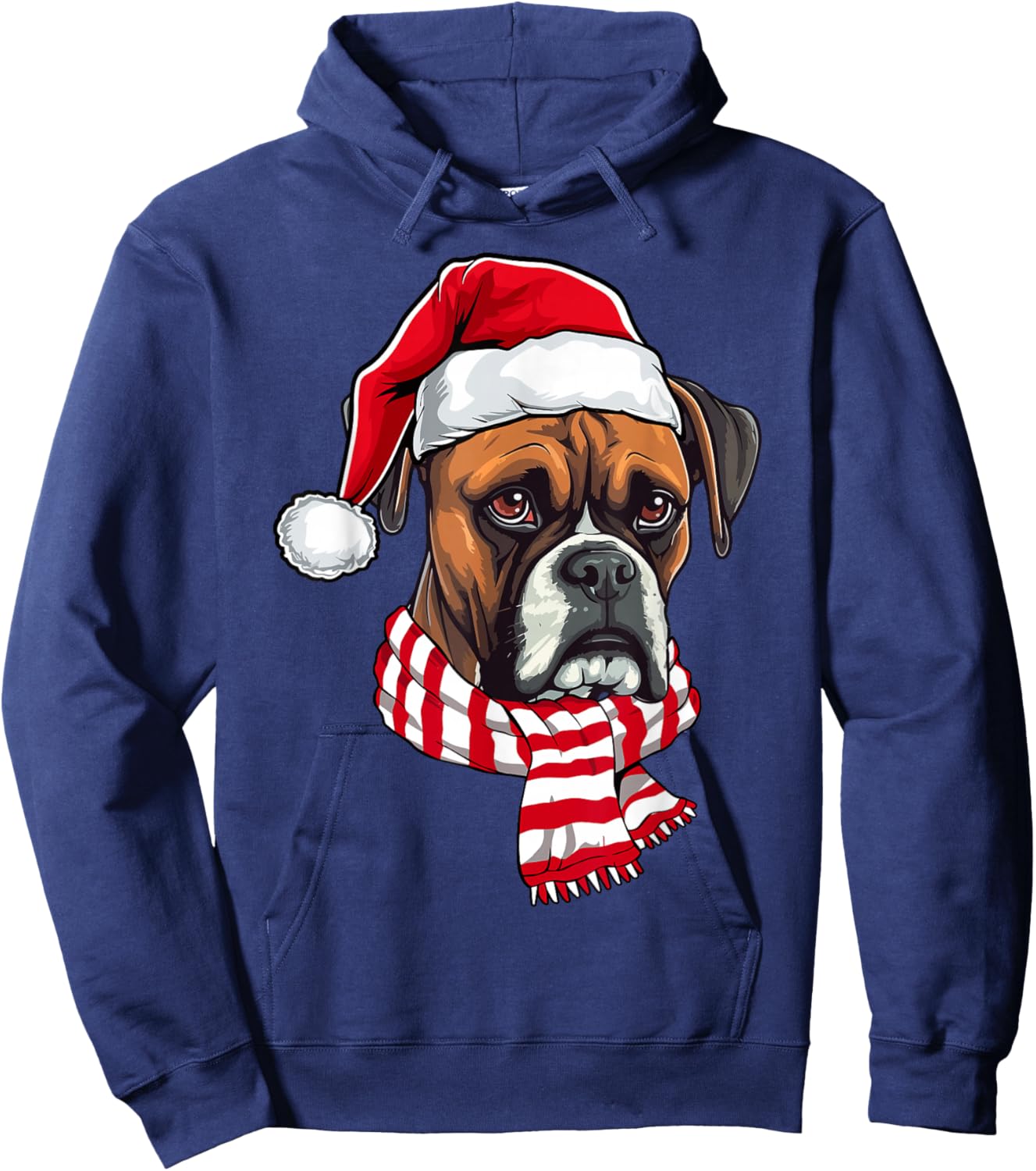 Santa Boxer Christmas Dog Lover Men Women Kids Hoodie - Hoodie | Navy