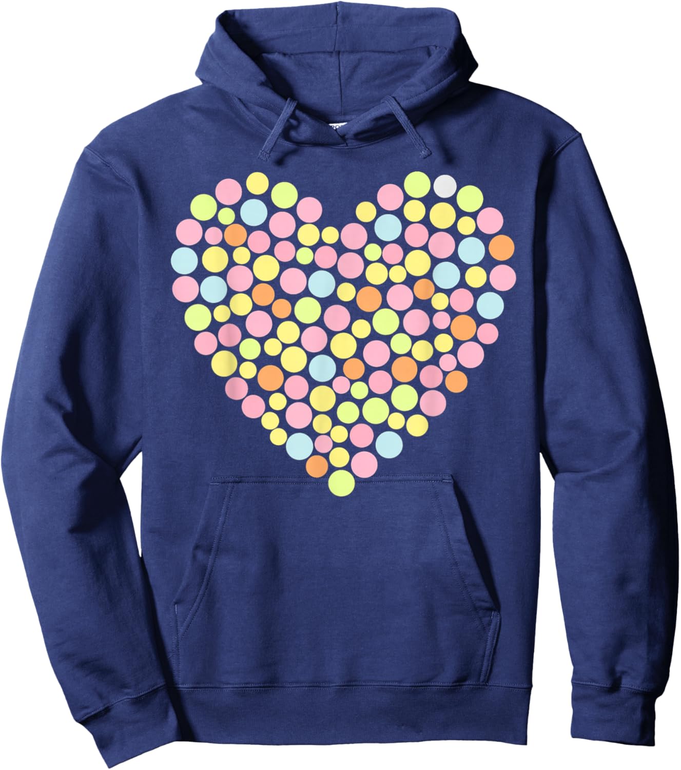 Colorful Heart Novelty Polka Dot Tops Hoodie - Hoodie | Navy
