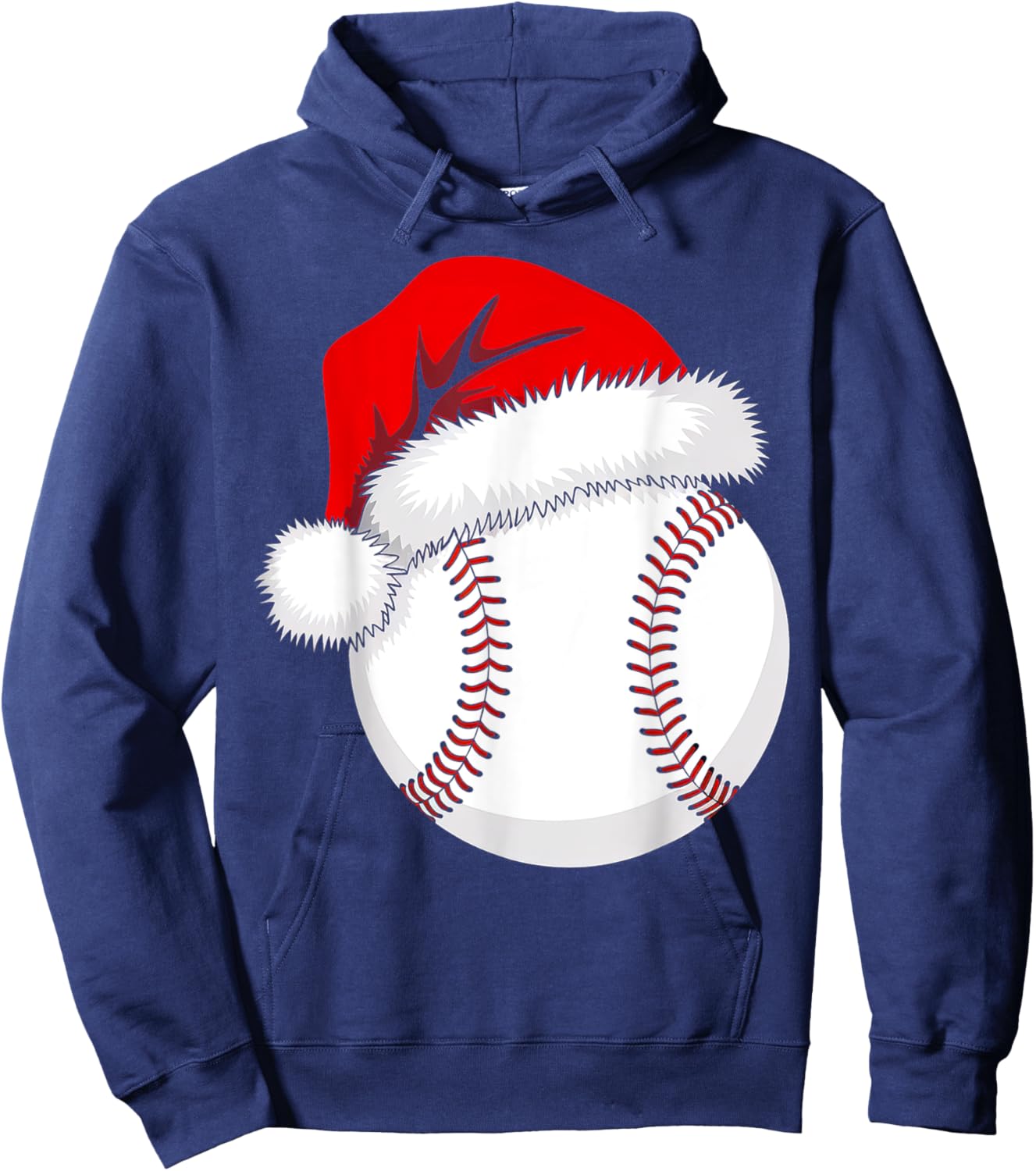 Christmas Baseball Funny Xmas Santa Hat Boys Teens Kids Men Hoodie - Hoodie | Navy