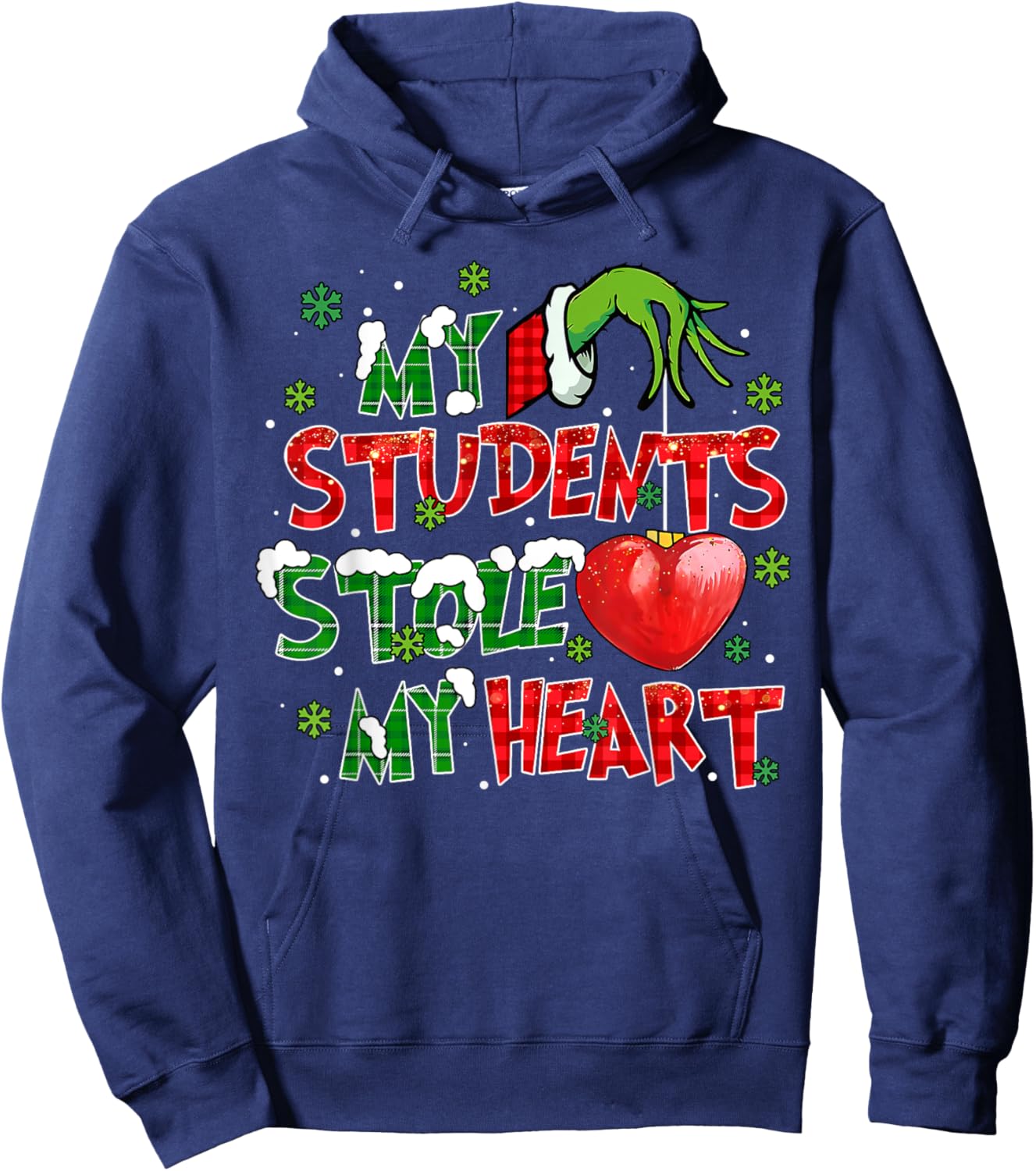 My Students Stole My Heart Xmas Christmas Holiday Teacher Hoodie - Hoodie | Navy