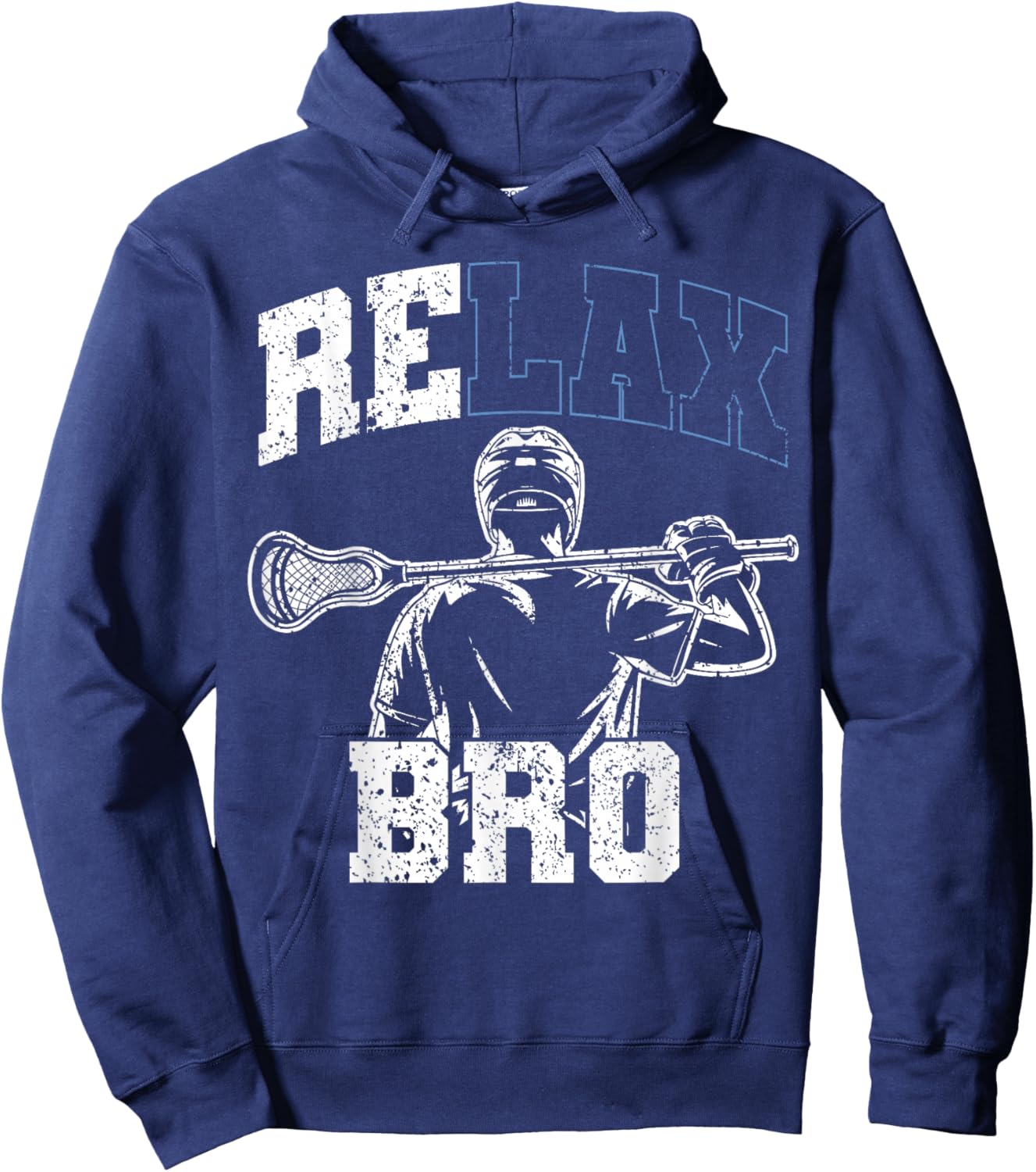Distressed Lacrosse Player Coach Joke Relax Bro Lacrosse Hoodie - Hoodie | Navy