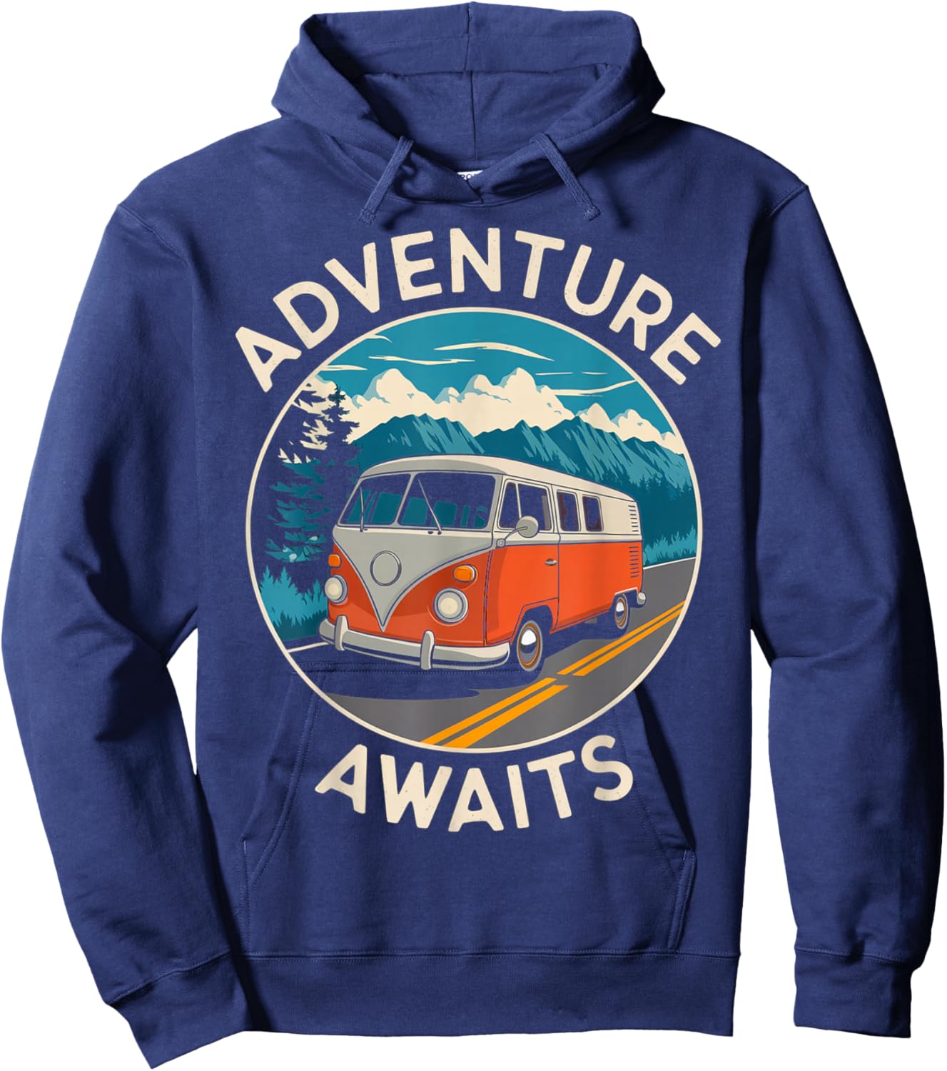 Vintage Van Scenic Road Trip Hoodie - Hoodie | Navy