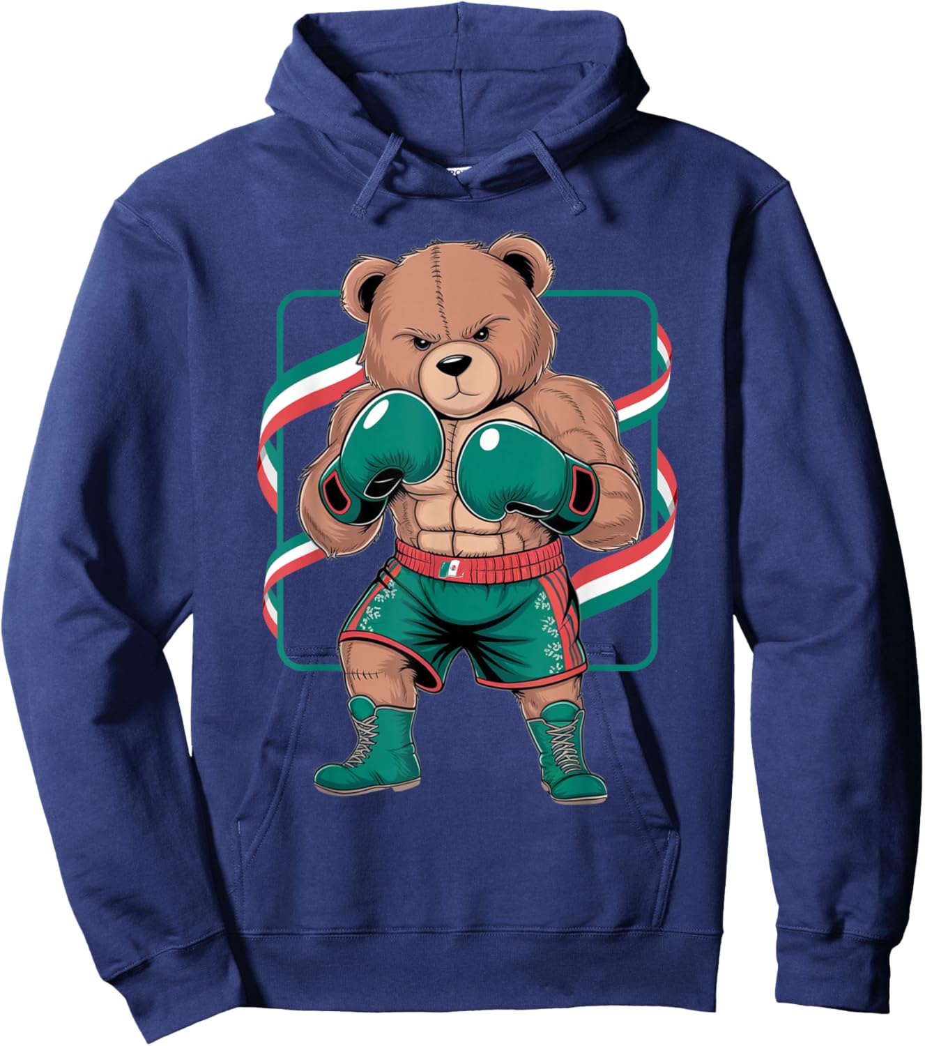 Mexican Teddy Bear Boxing Player Gloves Gym Stylish Costume Hoodie - Hoodie | Navy