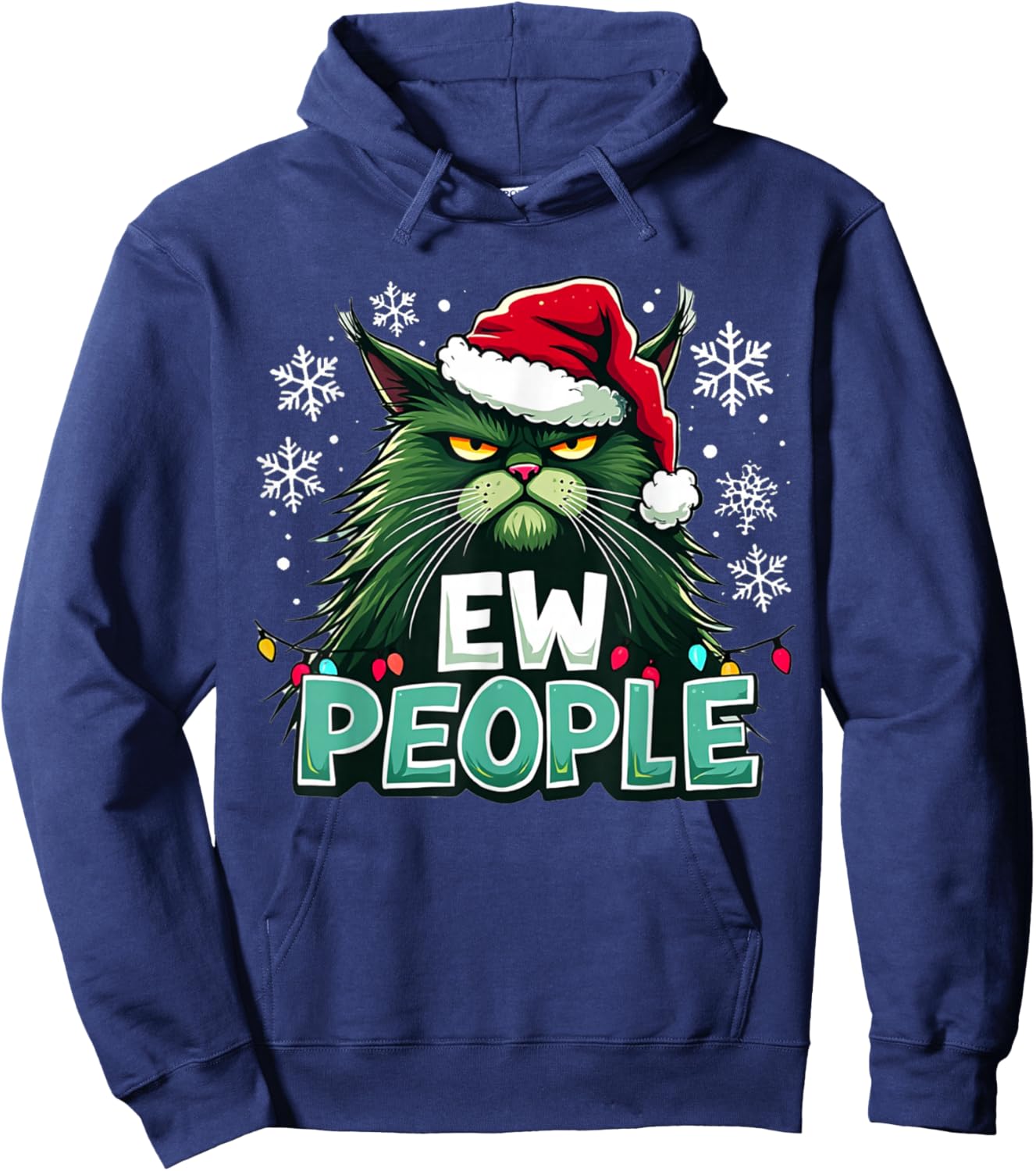 Ew people xmas Cat lover men fun cat saying Hoodie - Hoodie | Navy