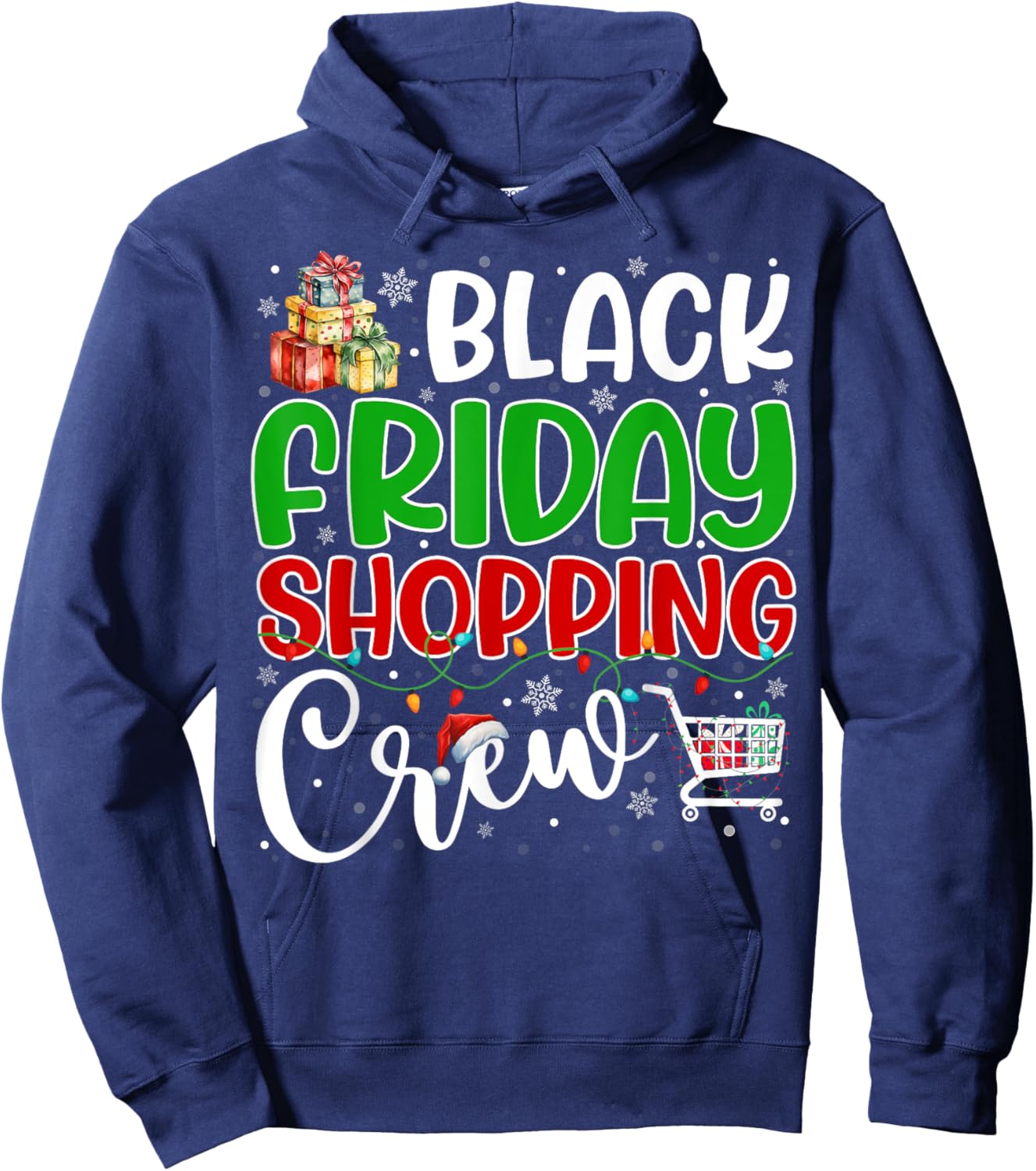 Friday Shopping Crew Christmas Family Group Black Shopping Hoodie - Hoodie | Navy