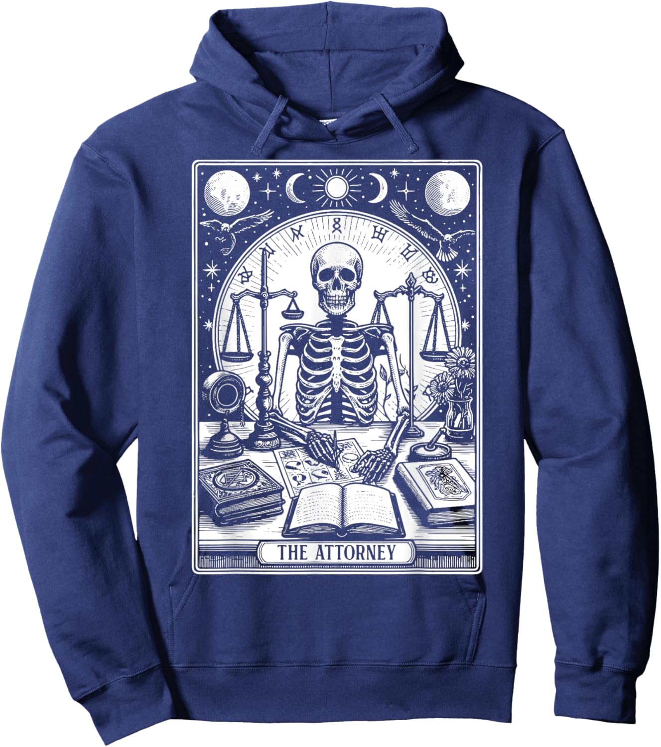 Retro The Attorney Tarot Card Skeleton Lawyer Law Men Women Hoodie - Hoodie | Navy