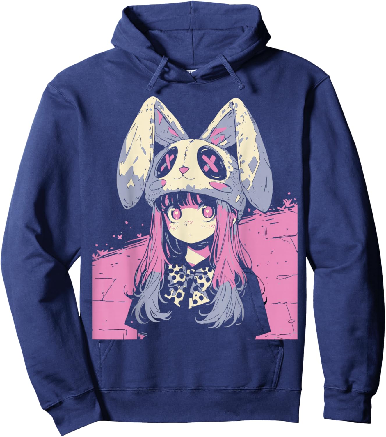 Horror Anime Manga Bunny Japan Japanese Creepy Kawaii Goth Hoodie - Hoodie | Navy