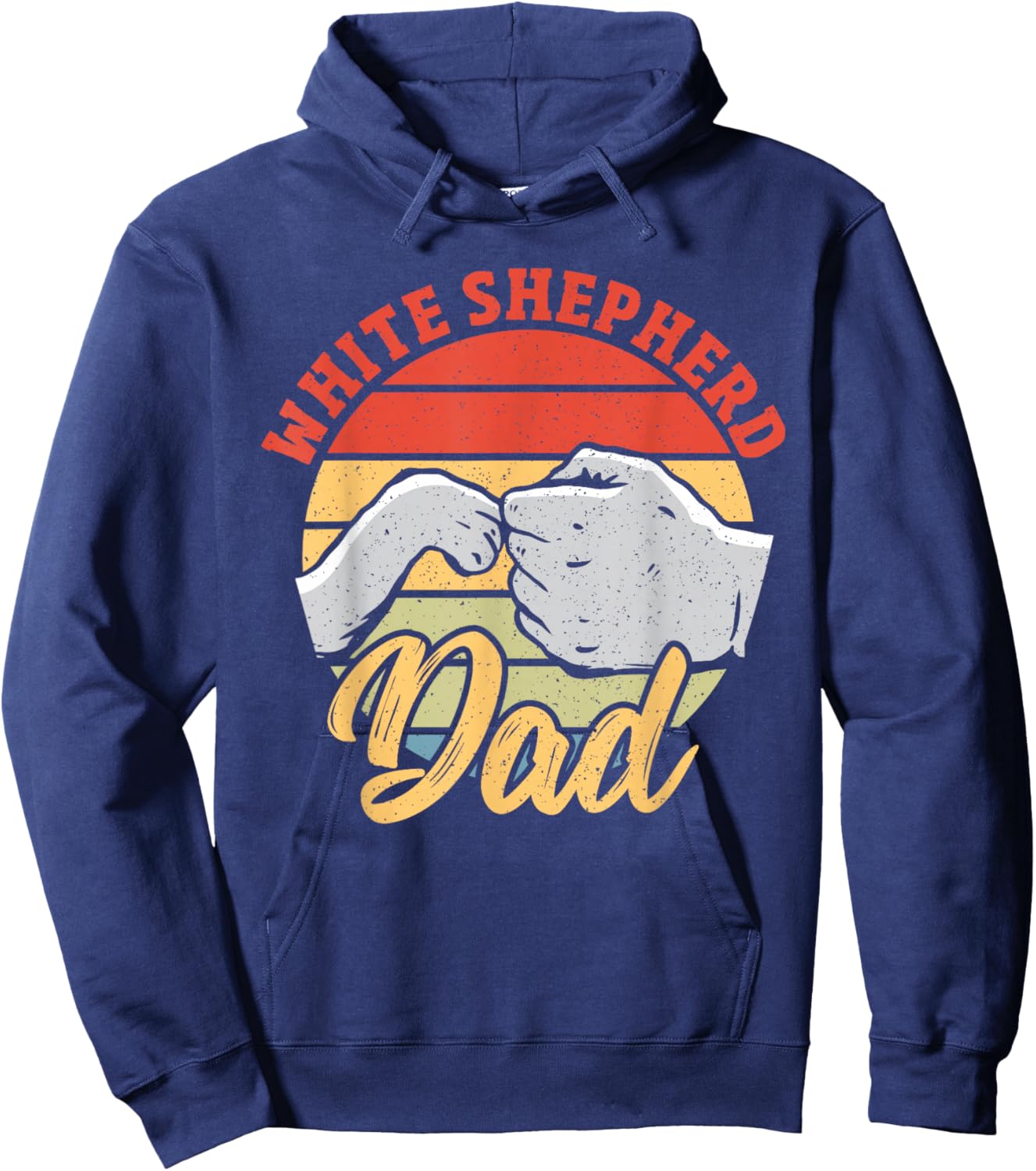 White Shepherd Dad Dog Vintage White German Shepherd Hoodie - Hoodie | Navy