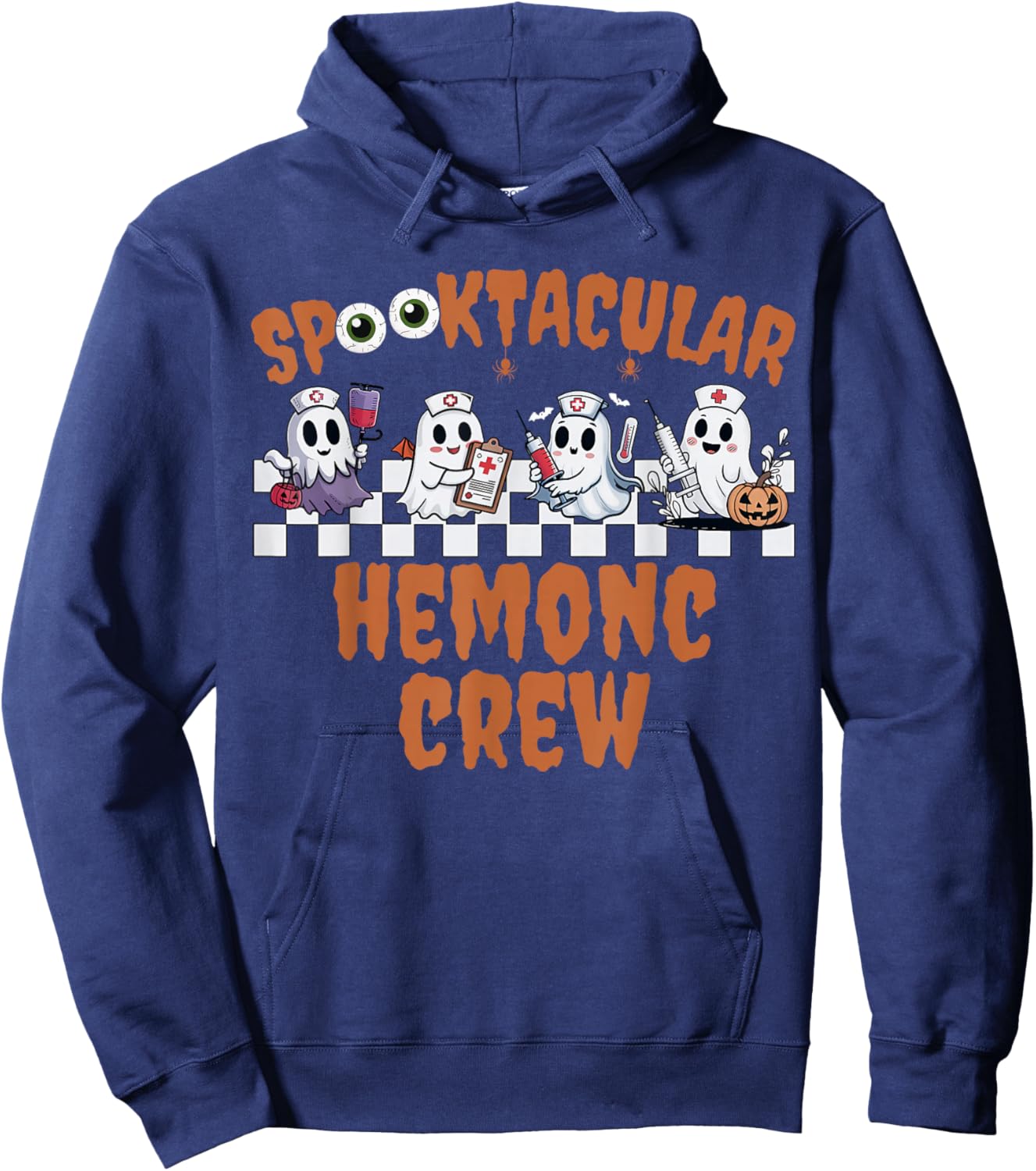 Spooktacular Hemonc Crew Ghost Hematology Oncology Halloween Hoodie - Hoodie | Navy