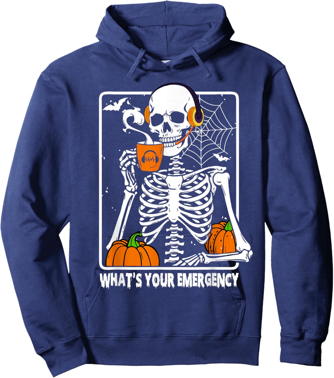 Skeleton Halloween 911 Dispatcher Funny What Your Emergency Hoodie - Hoodie | Navy