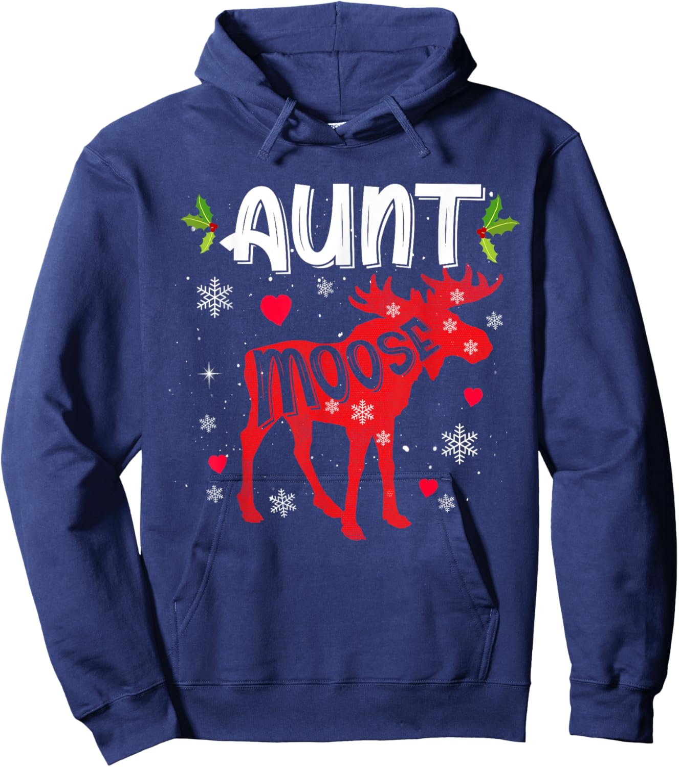 Aunt Moose Heart Christmas Family Matching Xmas Pajamas Hoodie - Hoodie | Navy