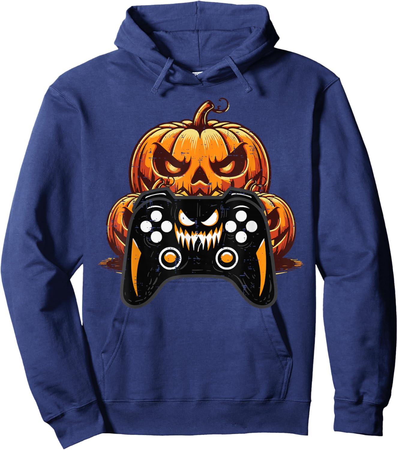 Gamer Video Game Pumpkin Halloween Men Boys Kids Teen Youth Hoodie - Hoodie | Navy
