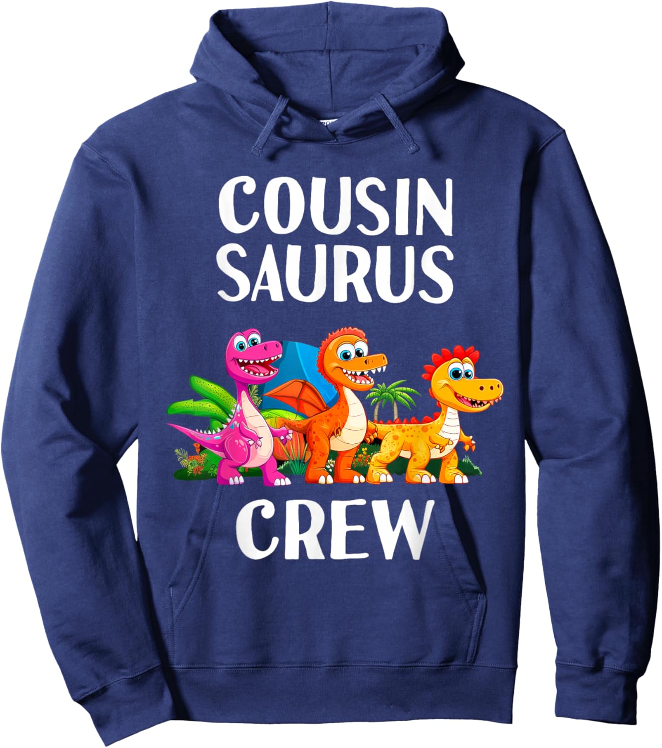 Cousin Crew Saurus Dinosaur Matching Toddlers Kids Dino Hoodie - Hoodie | Navy