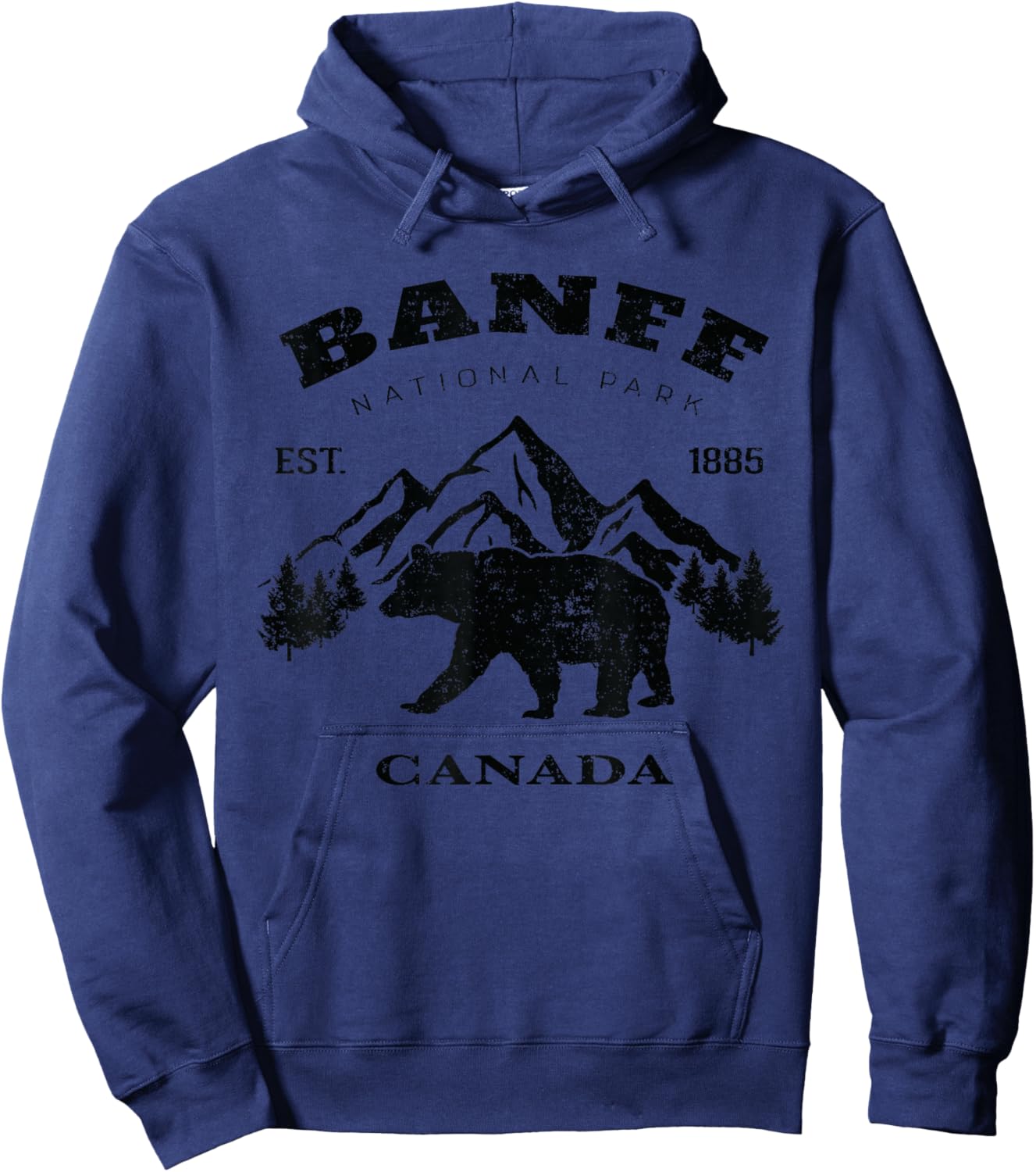 Vintage Banff National Park Canada Souvenir Hiking Camping Hoodie - Hoodie | Navy