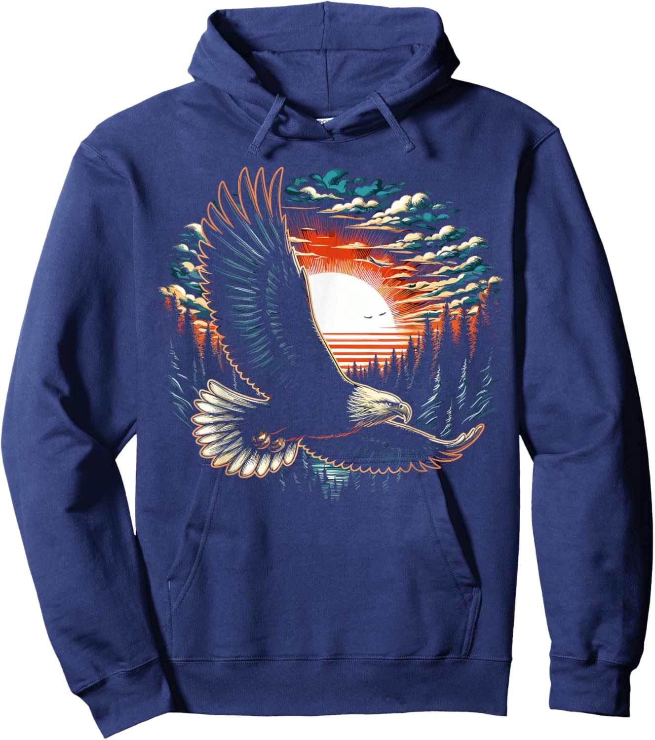Bald Eagle Forest Animal Wildlife Hoodie - Hoodie | Navy