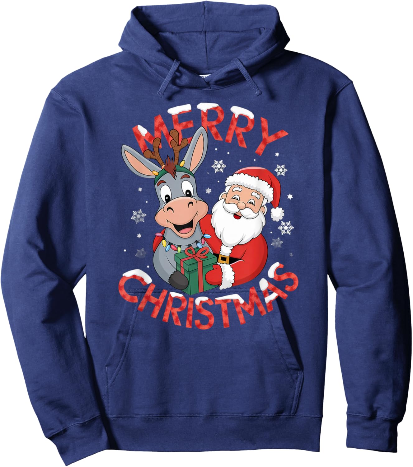 Cute Xmas Donkey Santa on Donkey Christmas Hoodie - Hoodie | Navy