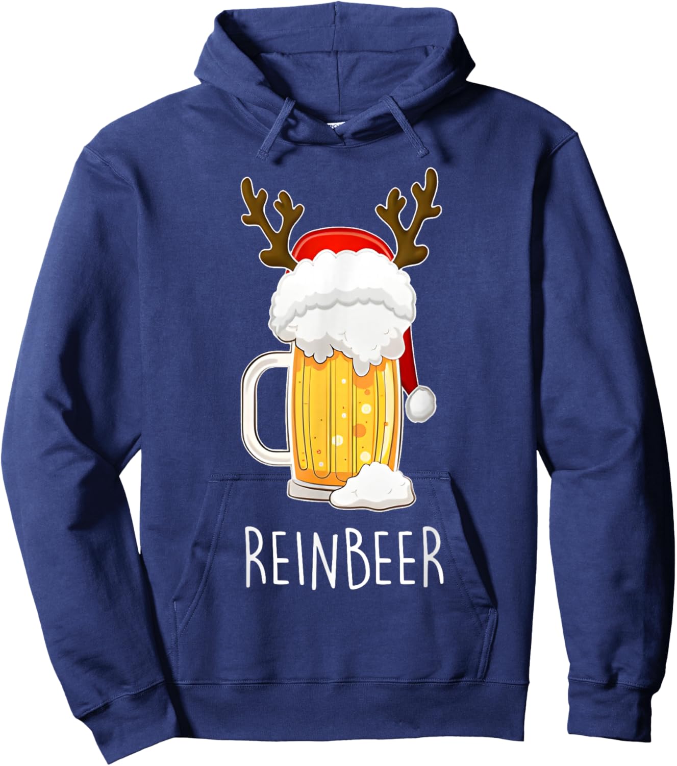 Funny ReinBeer WineDeer Beer Wine Matching Couples Christmas Hoodie - Hoodie | Navy