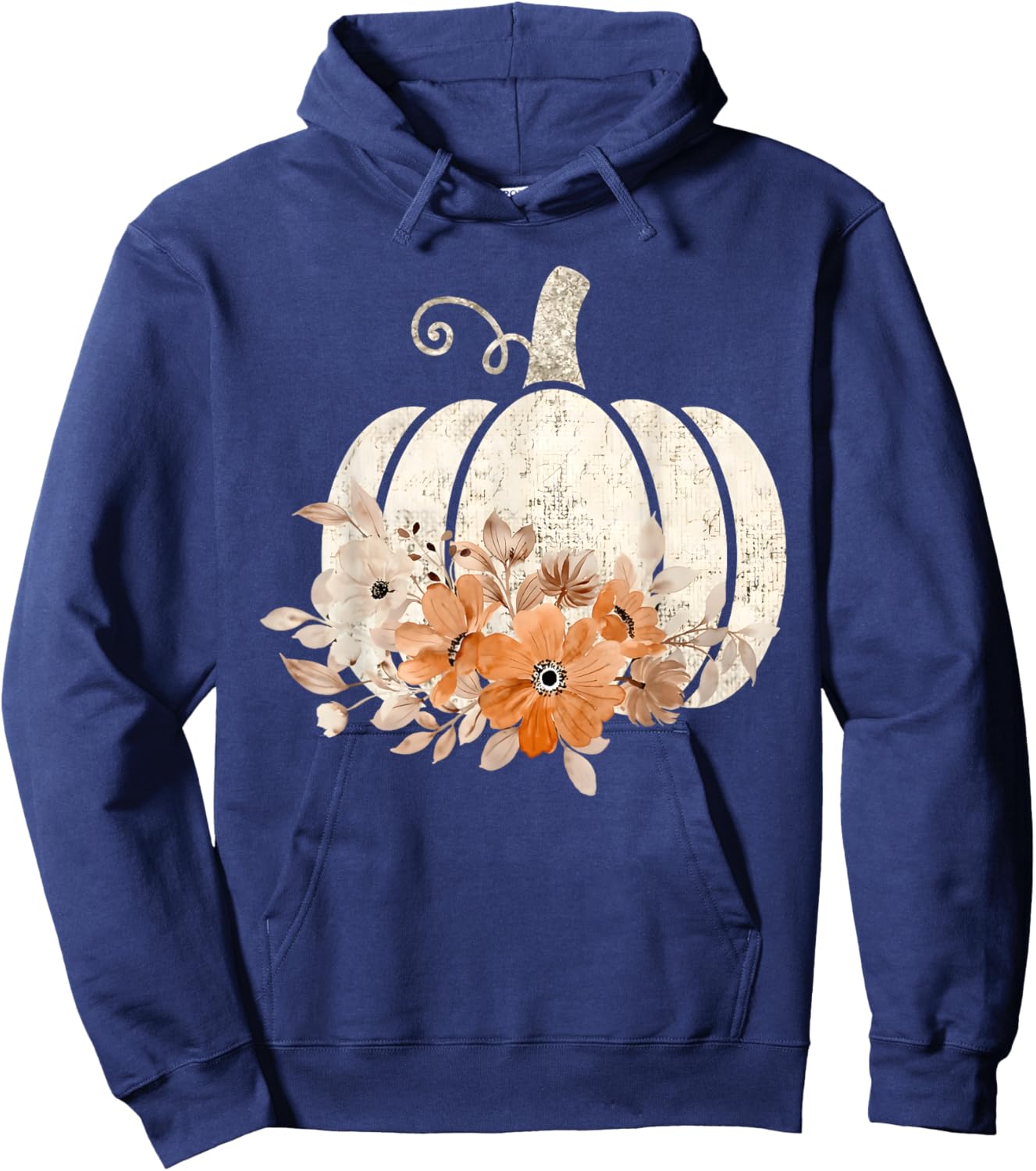 Fall Shirt Women Vintage Pumpkin Autumn Graphic Thanksgiving Hoodie - Hoodie | Navy
