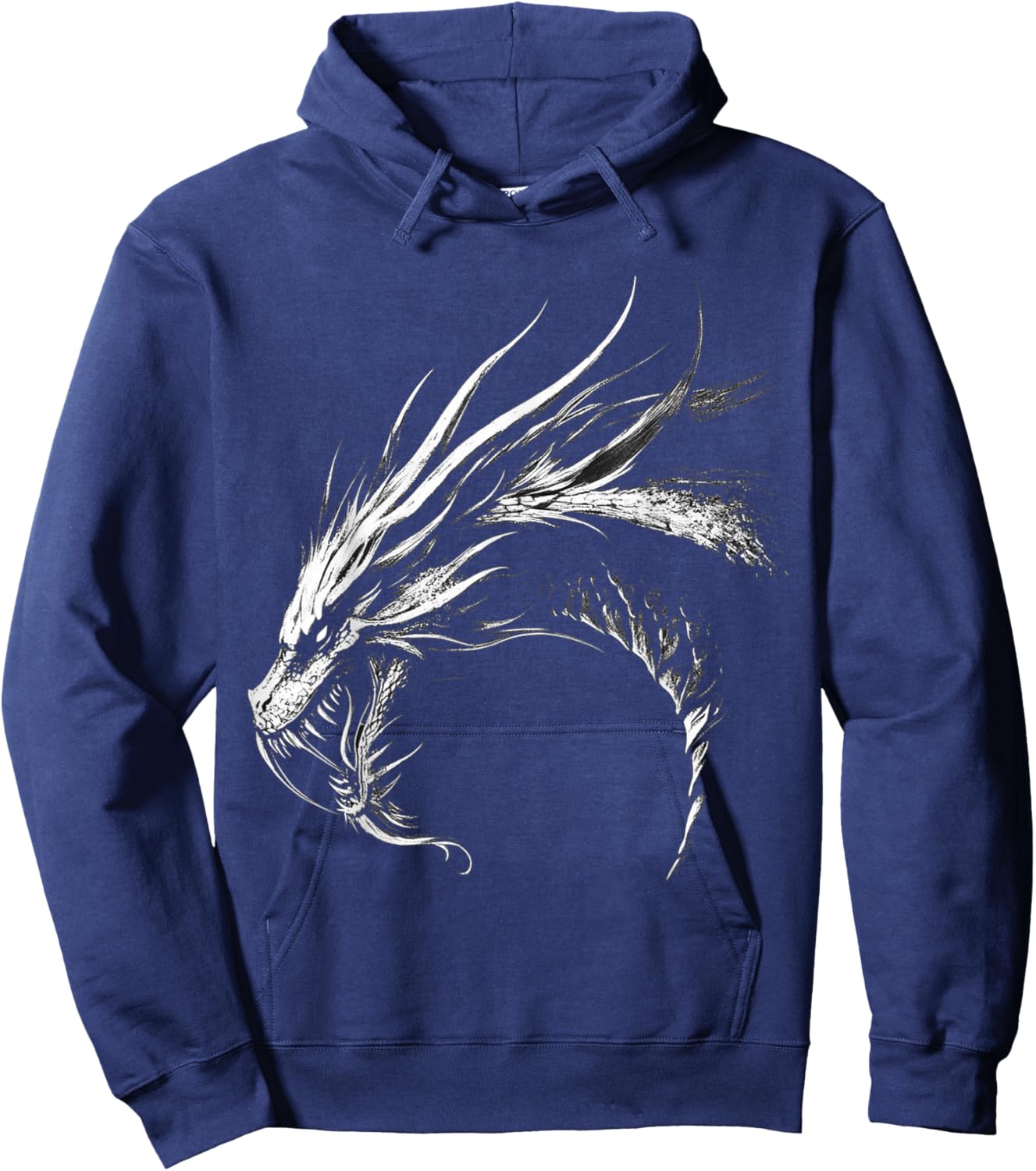 Silver Dragon Graphic Mythical Illustration Silver Dragon Hoodie - Hoodie | Navy