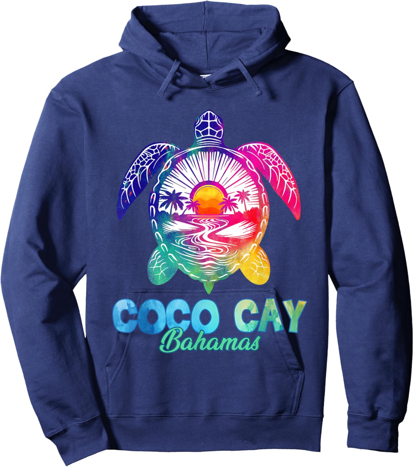 Coco Cay Tie Dye Sea Turtle Bahamas Beach Vacation Hoodie - Hoodie | Navy