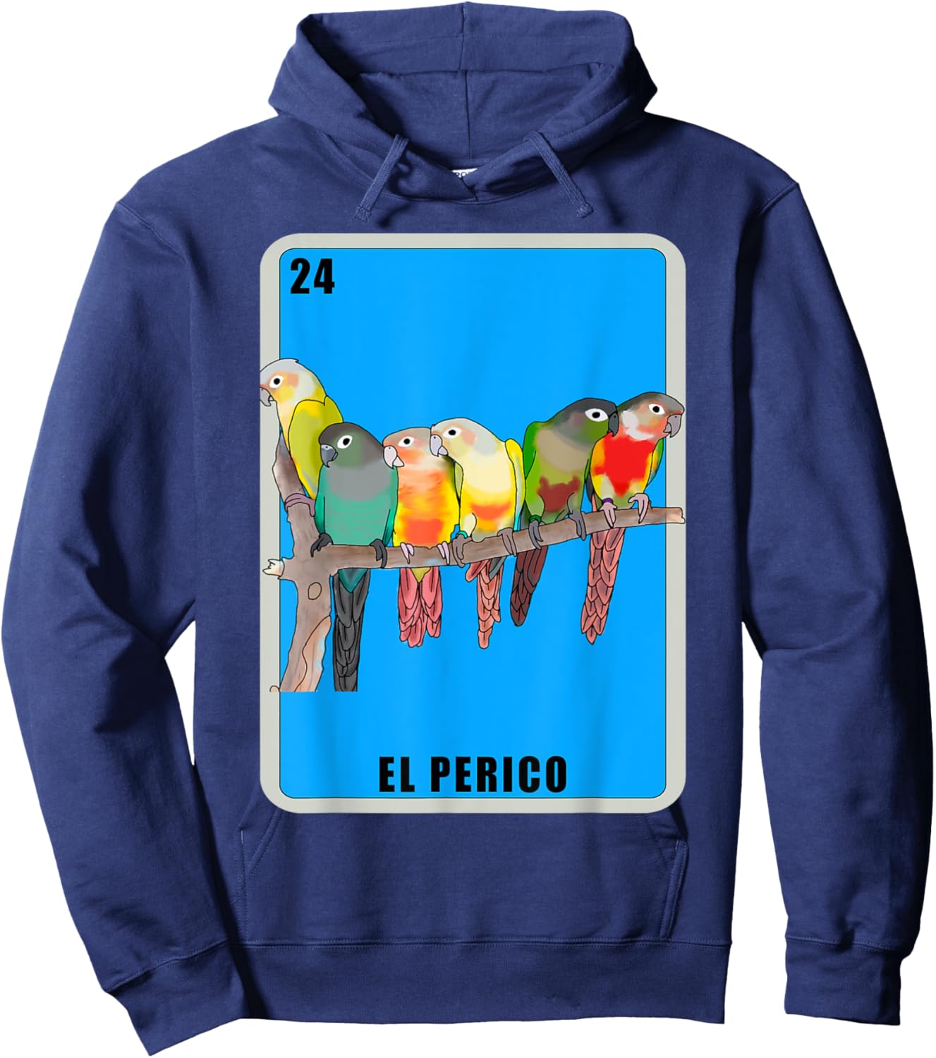 El Perico Card Parakeet Mexican Lottery Card Hoodie - Hoodie | Navy
