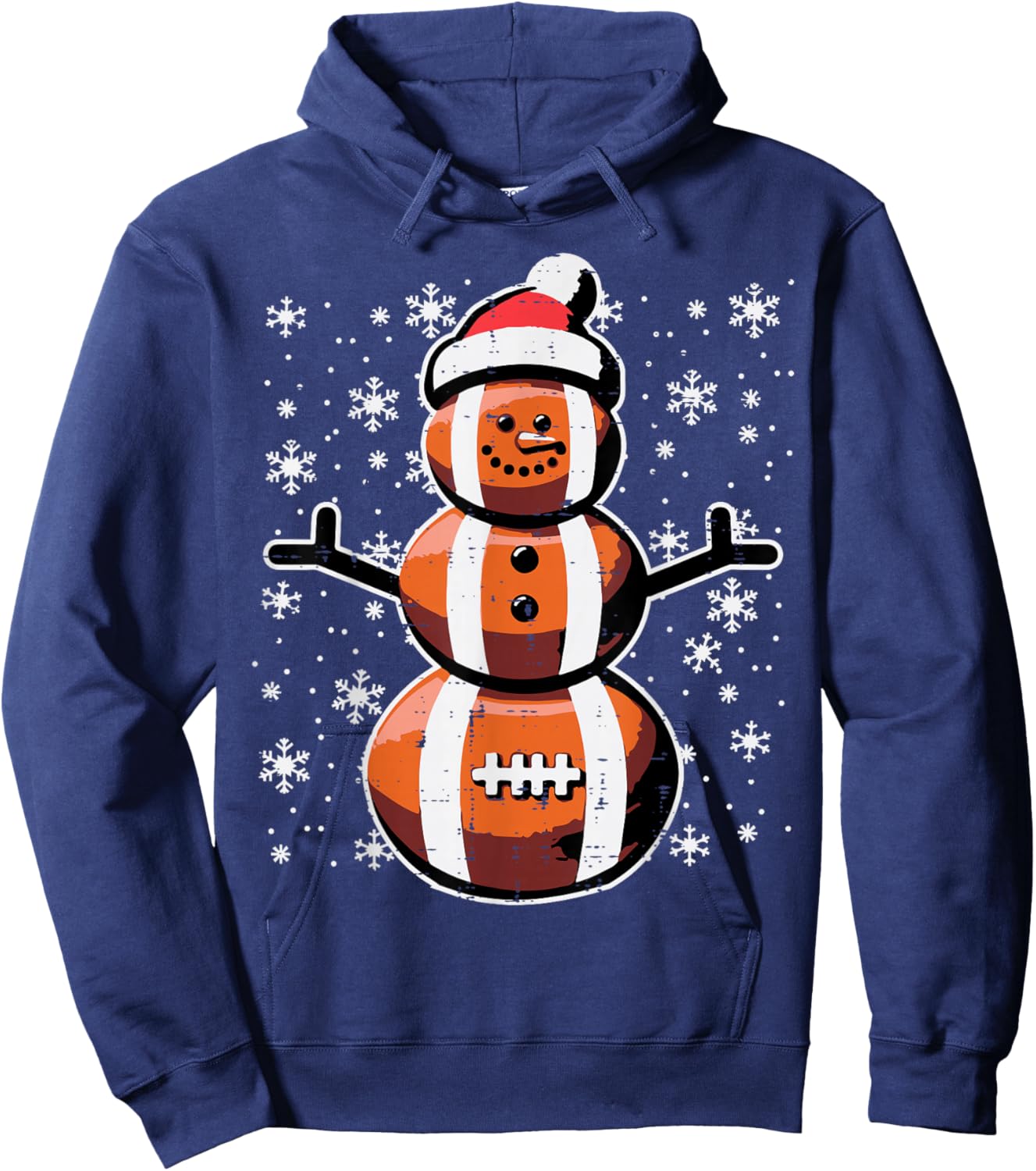 Christmas American Football Snowman Xmas Boys Kids Men Youth Hoodie - Hoodie | Navy