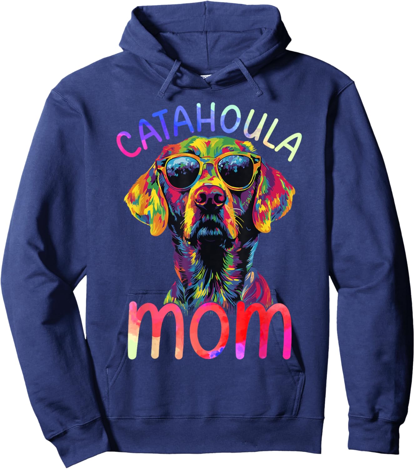 Catahoula Mom Colorful Pop Art Catahoula Leopard Dog Hoodie - Hoodie | Navy