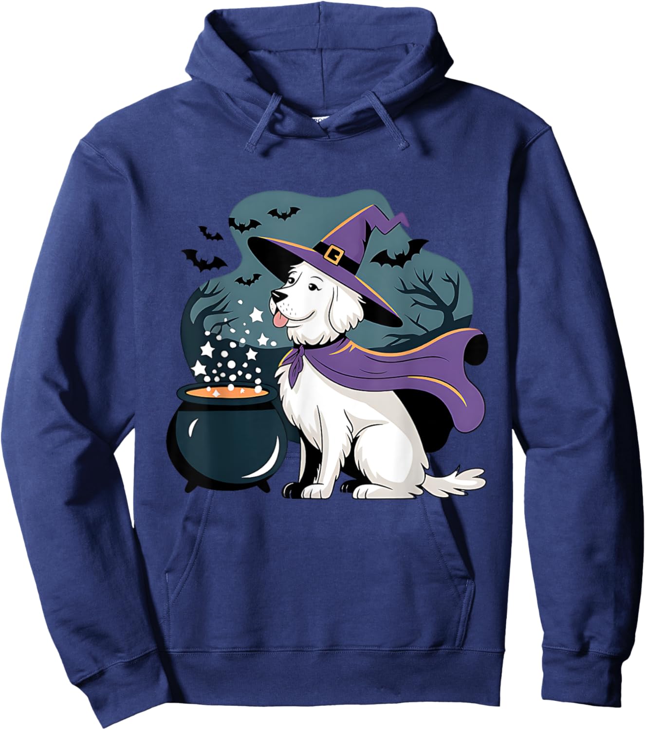Halloween Witch White English Cream Golden Retriever Dog Hoodie - Hoodie | Navy