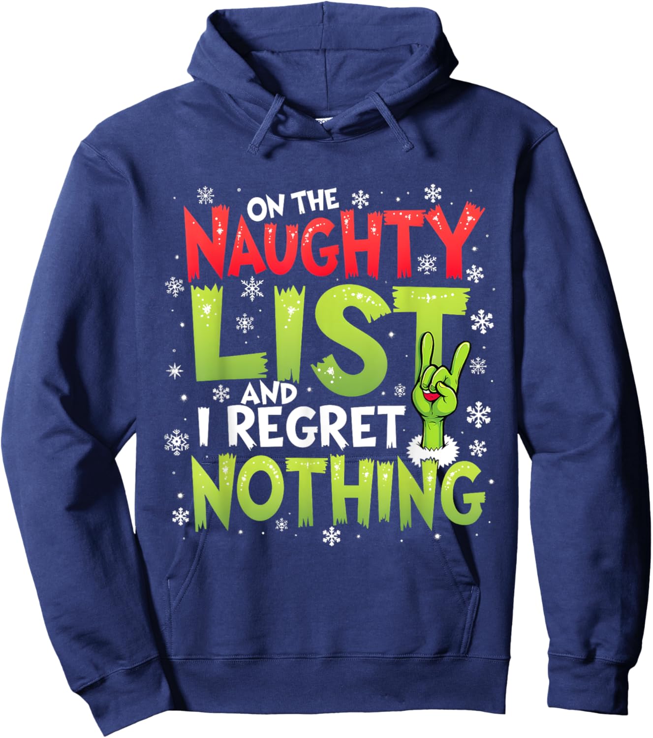 Funny Christmas On The Naughty List And I Regret Nothing Hoodie - Hoodie | Navy