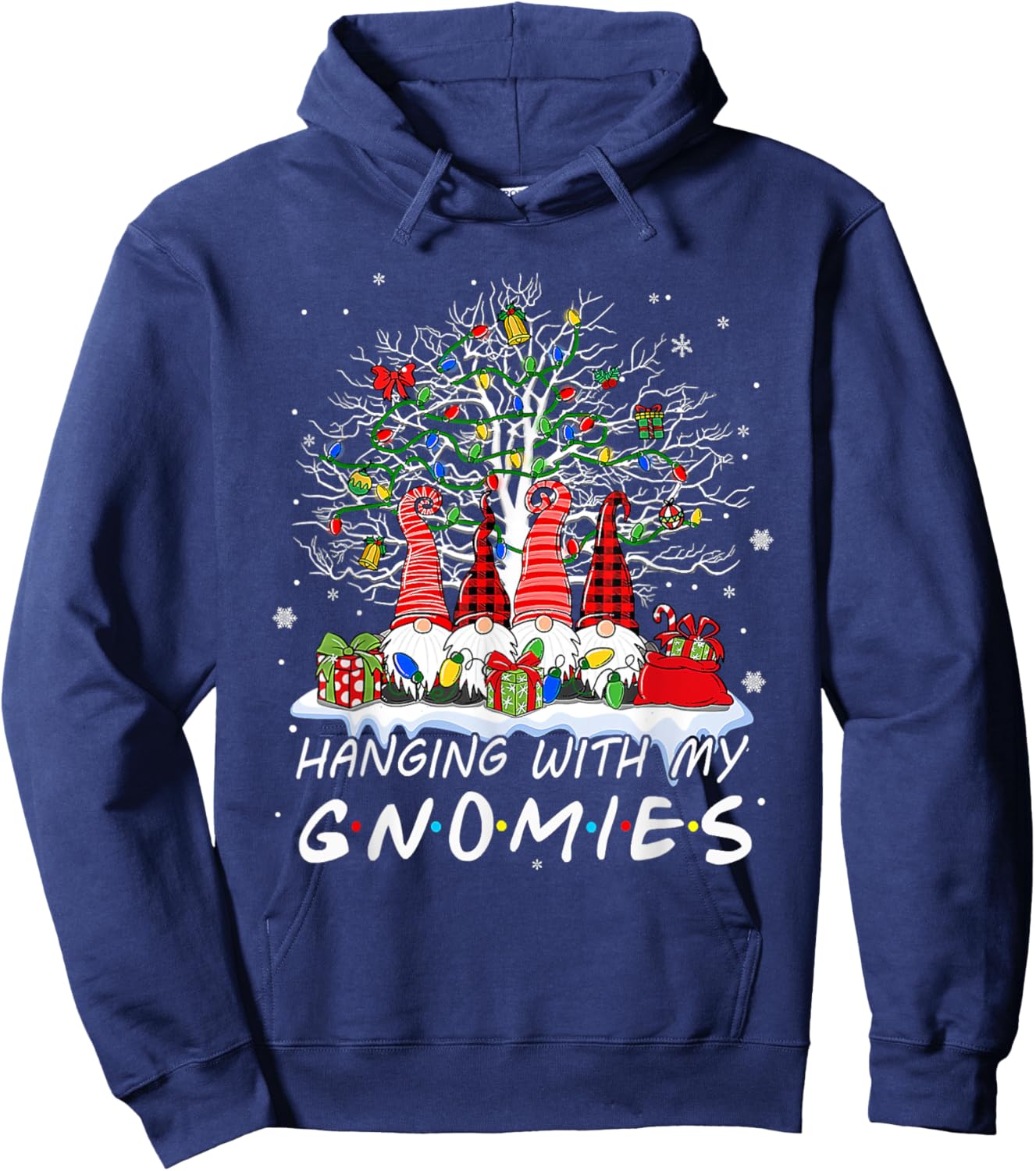 Funny Christmas Gnome Hanging With My Gnomies Xmas Men Women Hoodie - Hoodie | Navy