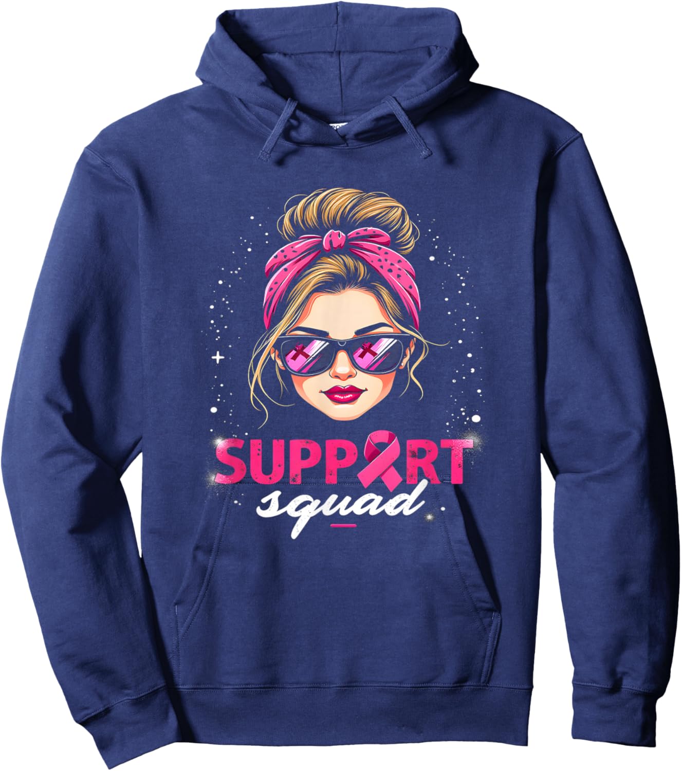 Support Squad Women Sunglasses Pink Breast Cancer Awareness Hoodie - Hoodie | Navy