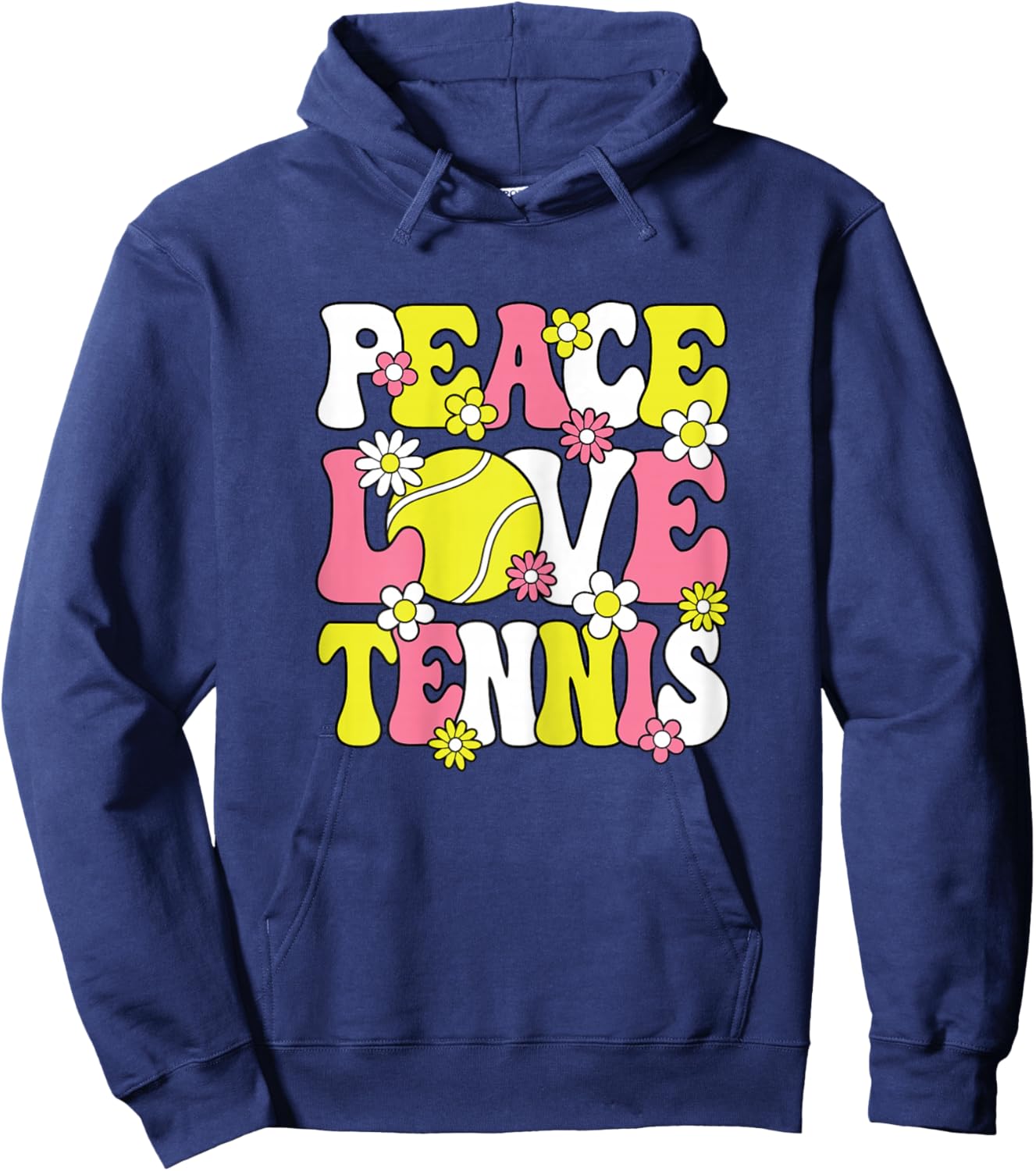Peace Love Tennis Cute Tennis Lover Women Girls Kids Hoodie - Hoodie | Navy