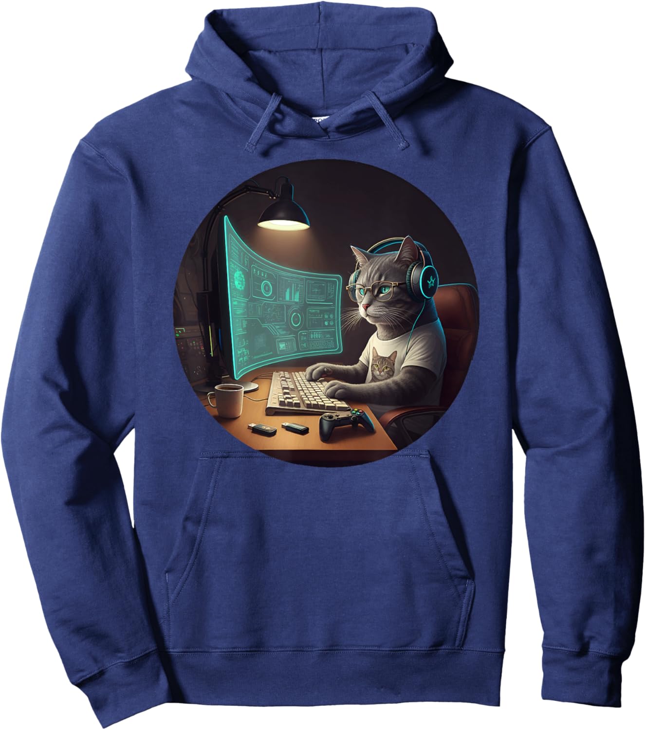 Cat Computer Science Nerd Tech Coding Gaming Programmer Hoodie - Hoodie | Navy