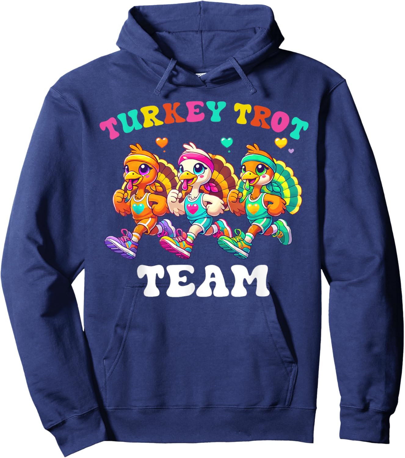 Turkey Trot Team Funny Thanksgiving Run Family Matching Hoodie - Hoodie | Navy