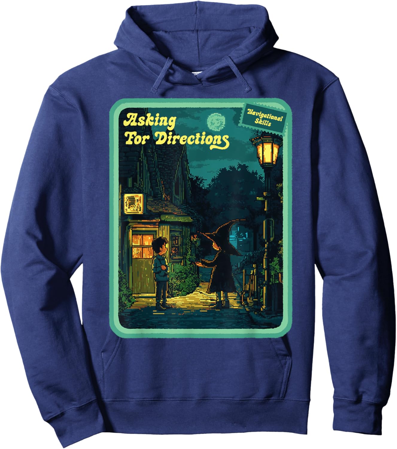 Vintage Horror Halloween Retro Spooky Witch Navigation Hoodie - Hoodie | Navy