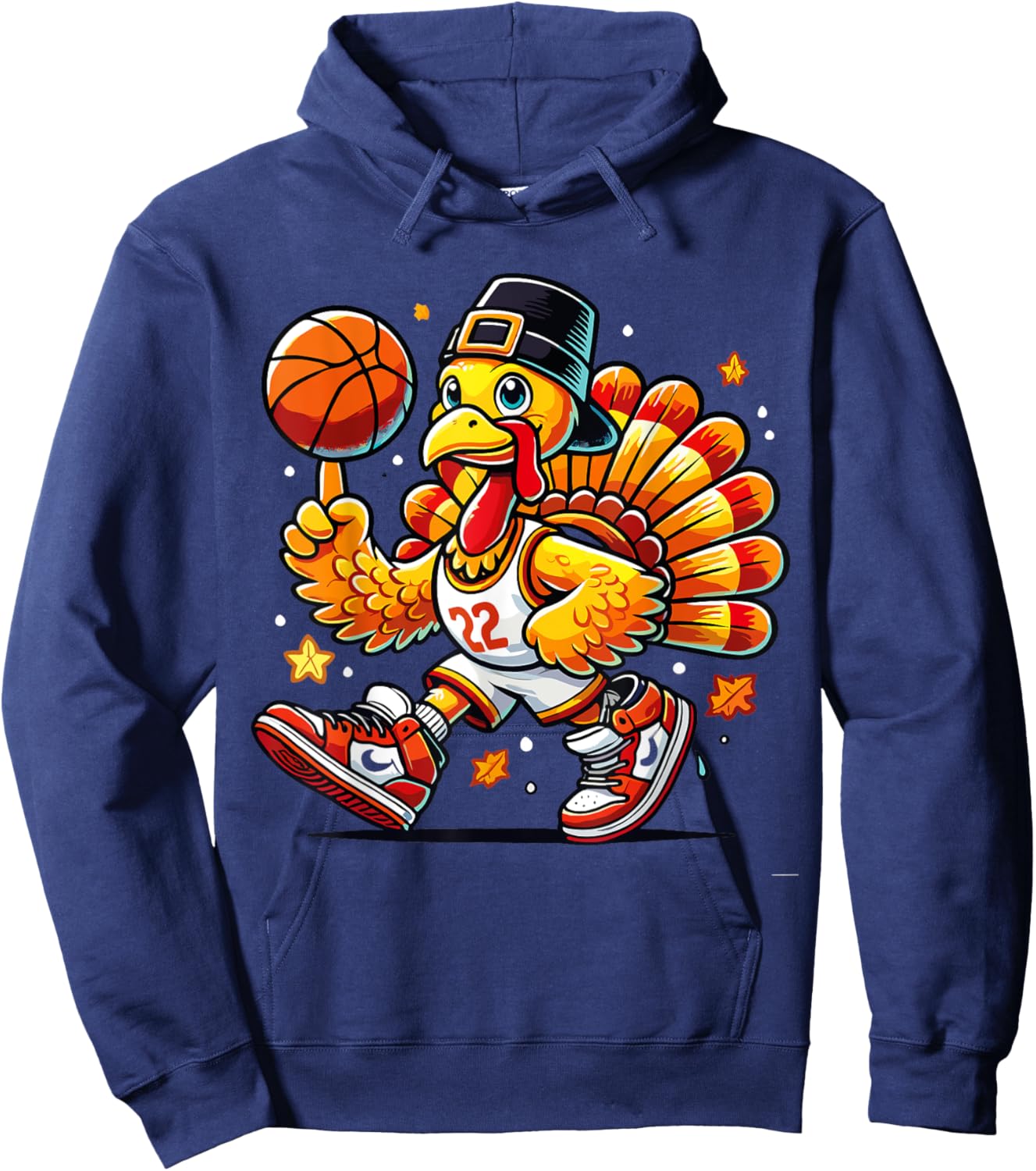 Autumn Pumpkin Fall Basketball Thanksgiving Kids Hoodie - Hoodie | Navy