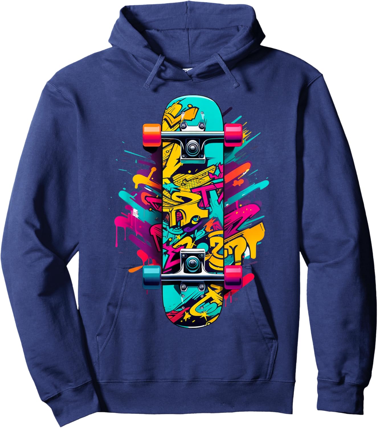 Graffiti Skateboard Art Perfect for Skaters Boys Girls Hoodie - Hoodie | Navy