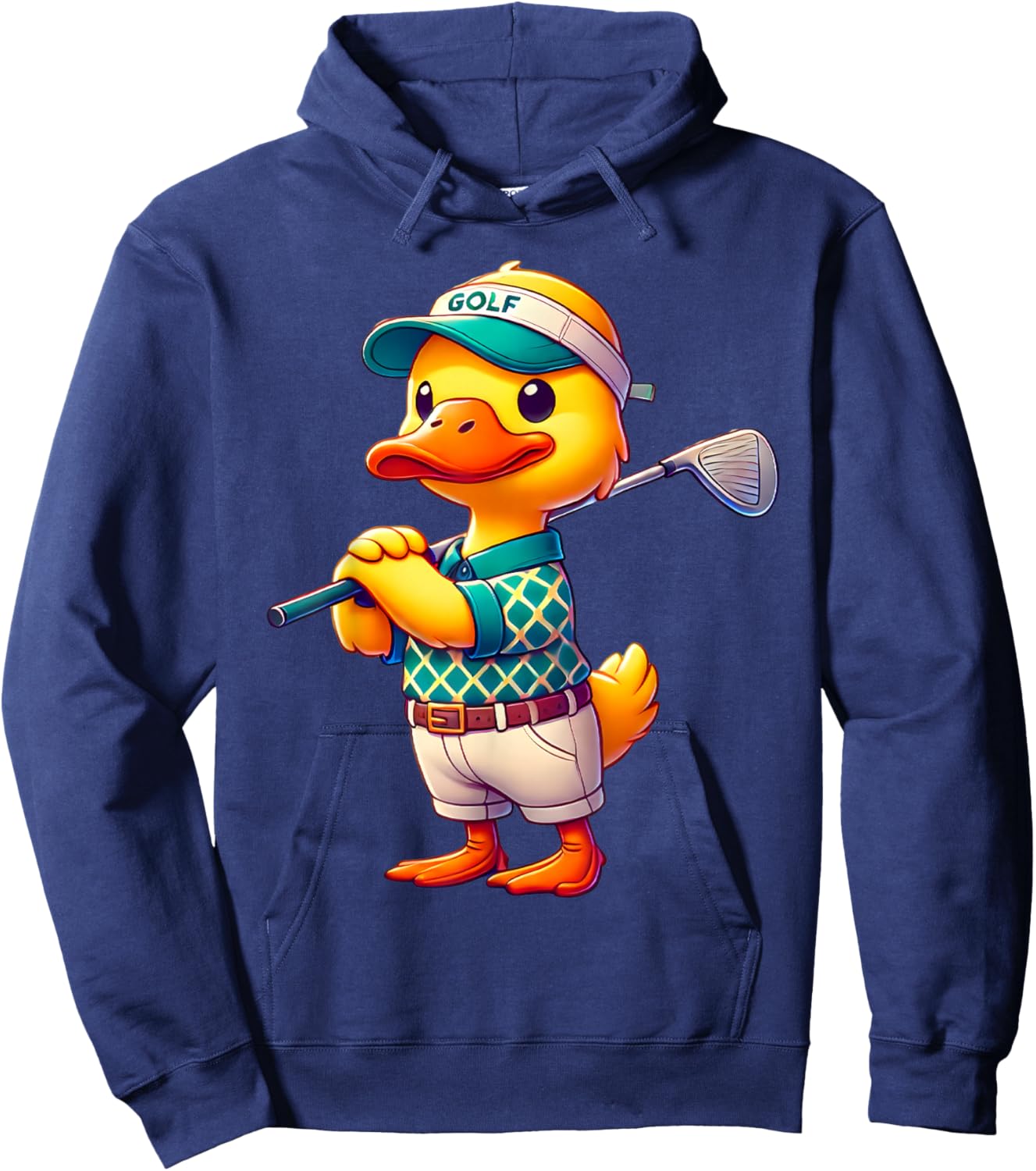 Cute Duck Playing Golf Golfer Golfing Men Women Kids Hoodie - Hoodie | Navy