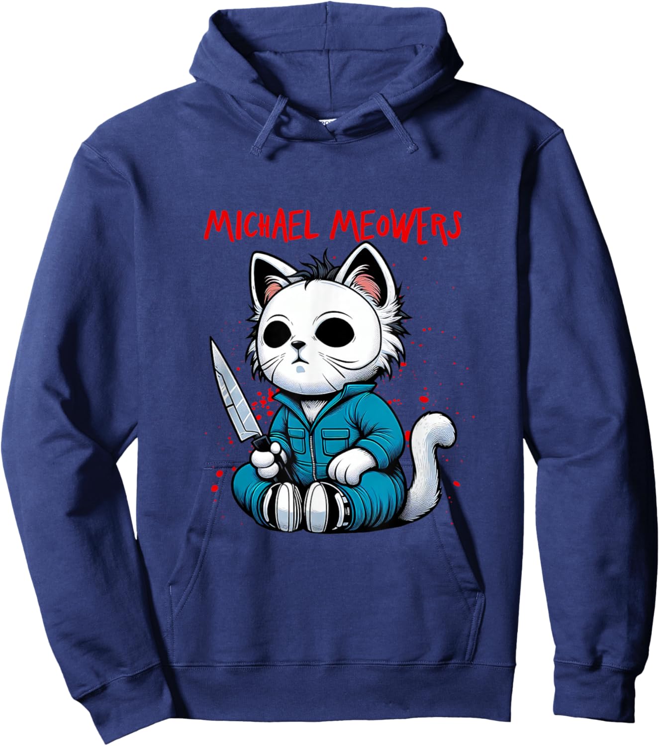 Funny Cat Motif Crazy Cat Graphic Michael Meowers Cat Women Hoodie - Hoodie | Navy