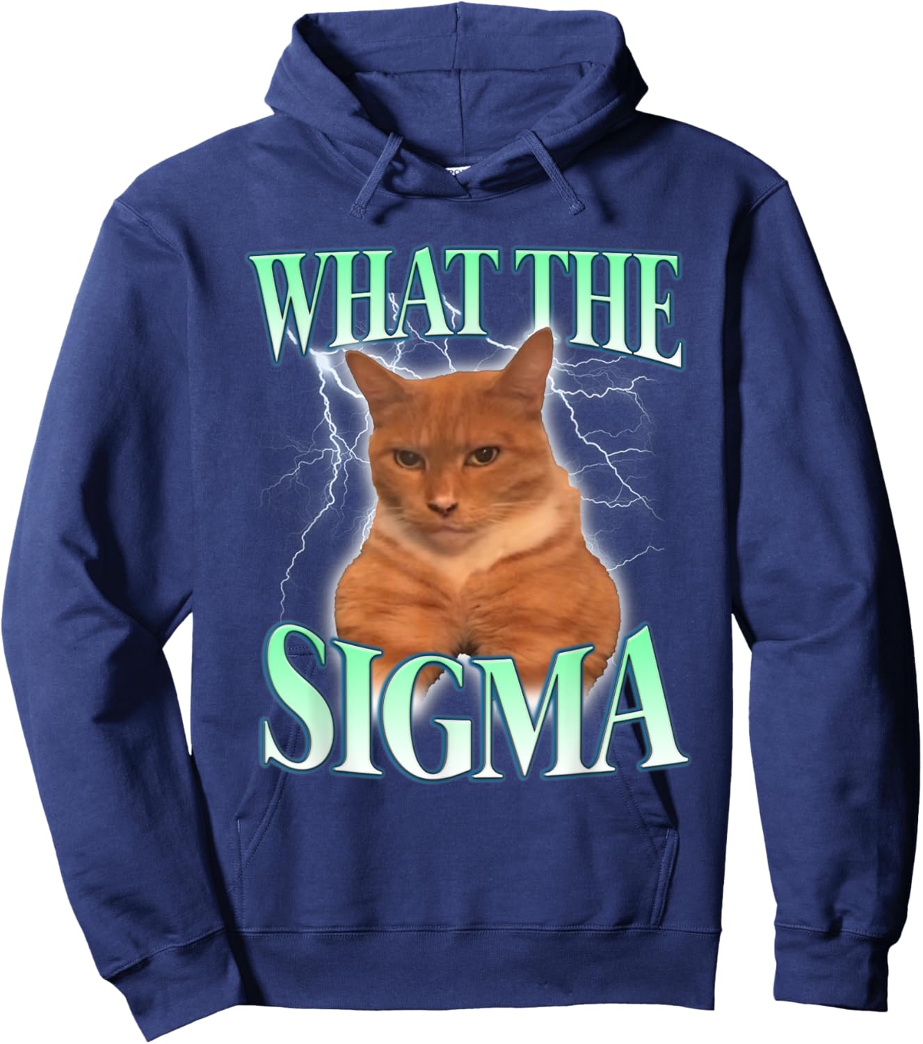 Vintage What The Sigma Lovely Animal Funny Cat-Meme Apparel Hoodie - Hoodie | Navy