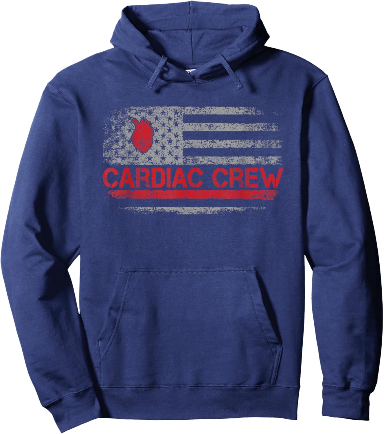 US American Flag Cardiac Crew Cardiology Nurse Cardiologist Hoodie - Hoodie | Navy