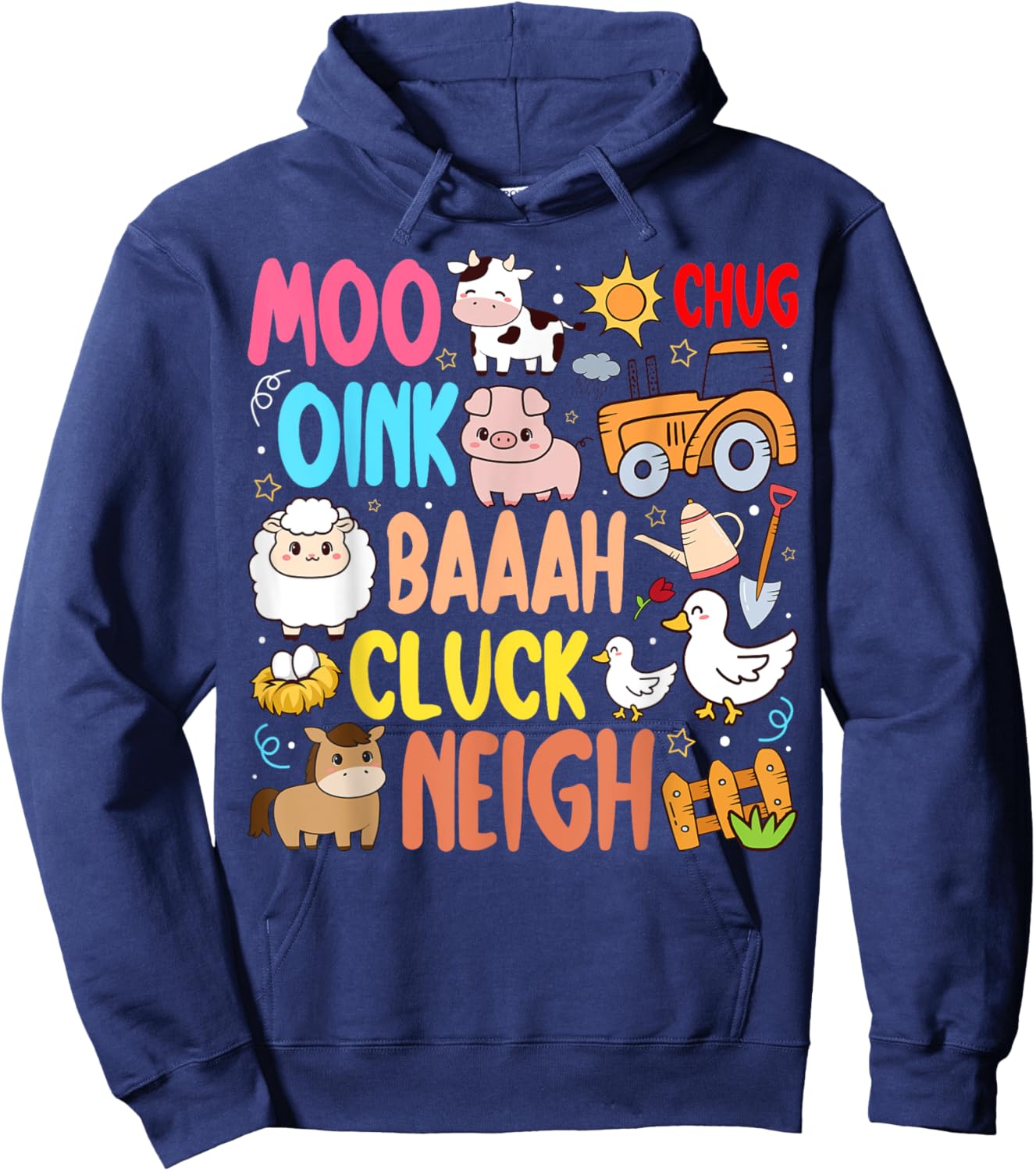 Farm Animals Sounds Oink Baa Neigh Cluck Moo Toddler Farmer Hoodie - Hoodie | Navy