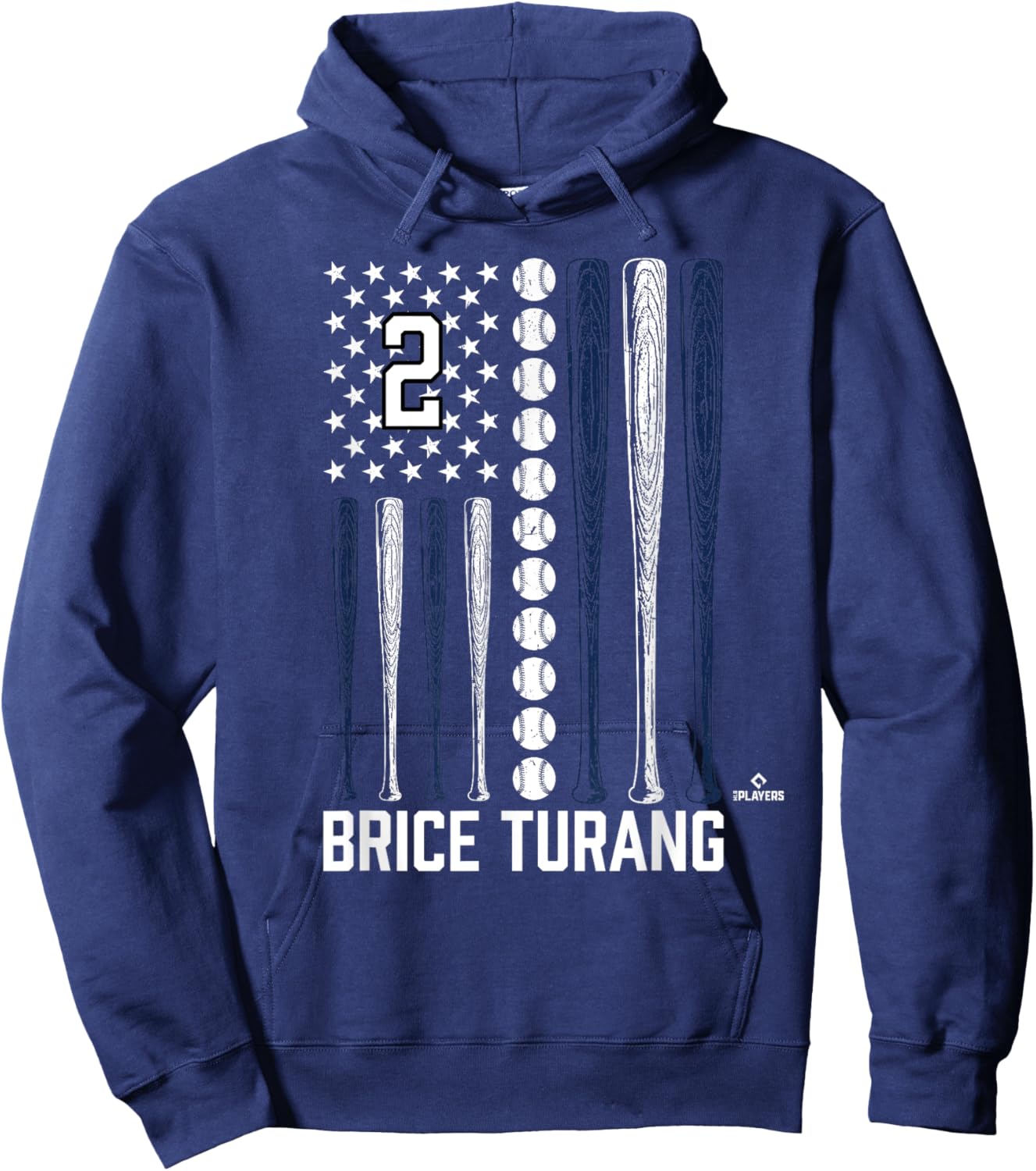 Baseball American Flag Brice Turang Milwaukee Baseball MLBPA Hoodie - Hoodie | Navy