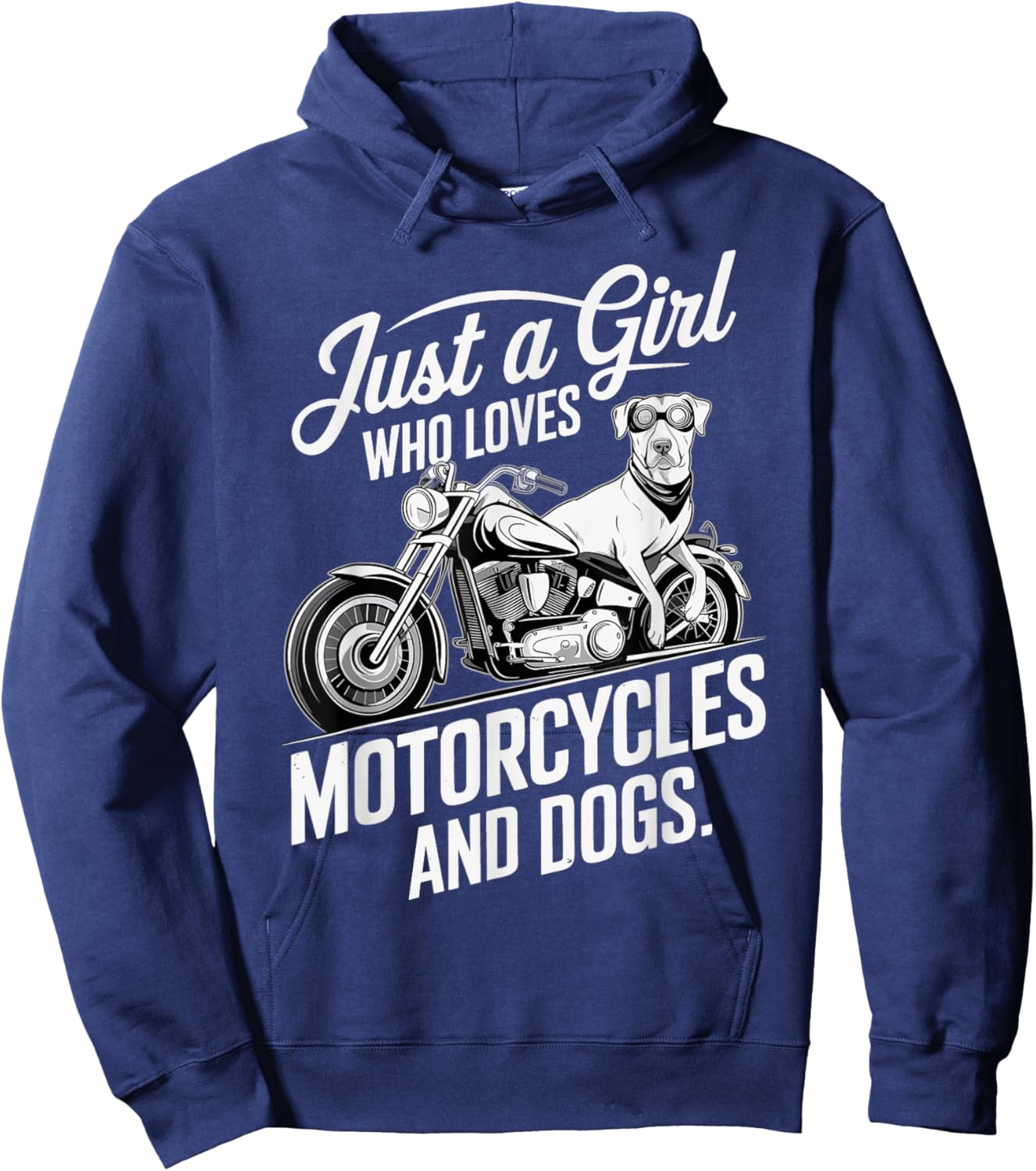 Just a Girl Who Loves Motorcycles and Dogs, Cute Girls Hoodie - Hoodie | Navy