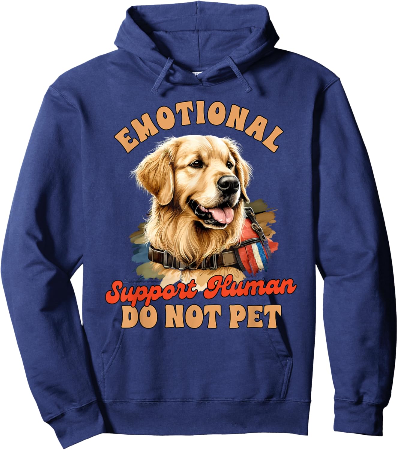 Dog Handler Service Dog Emotional Support -Adults , Black, Small, Short Sleeve, Modern Casual, Service Dog Themed Hoodie - Hoodie | Navy