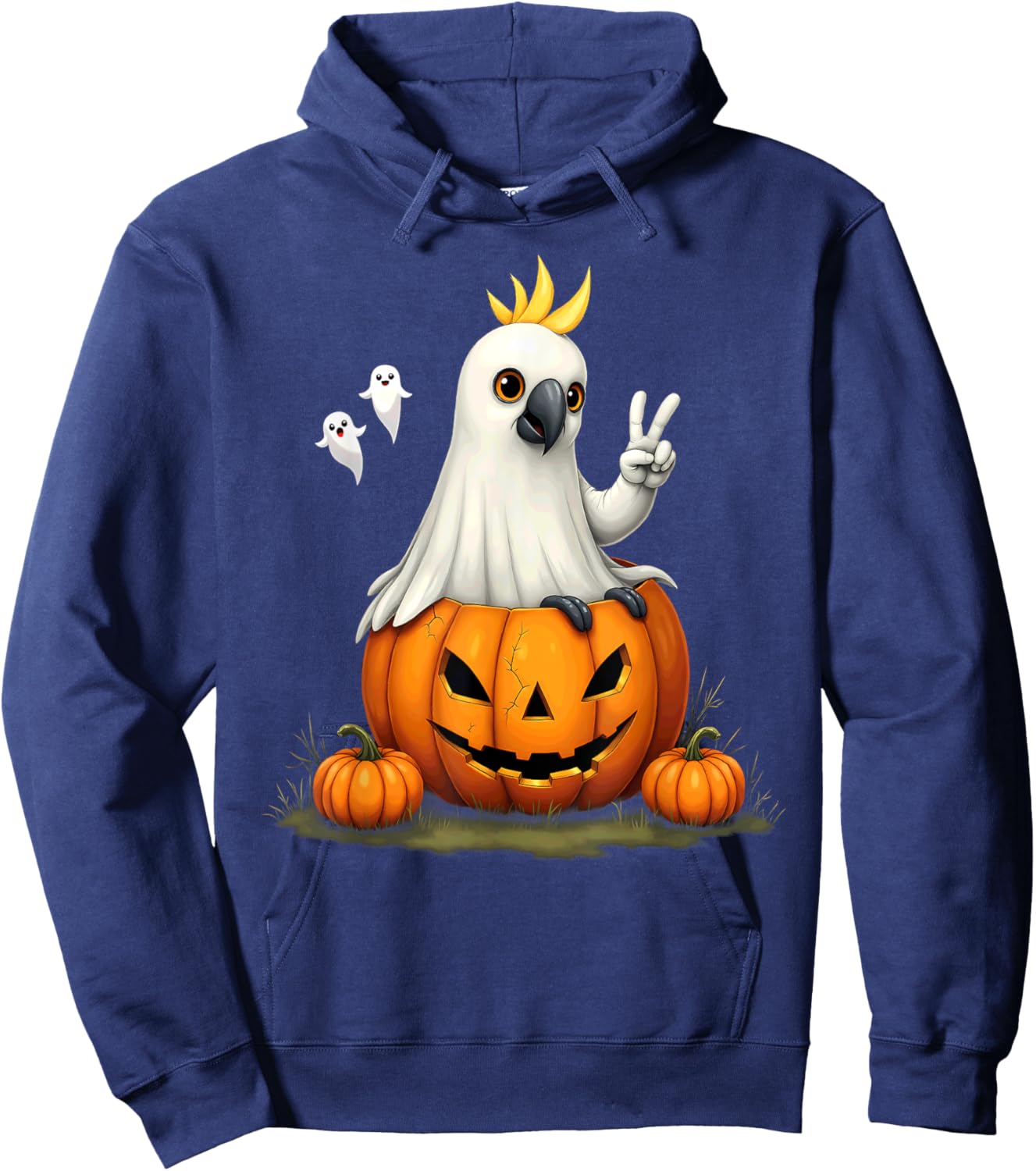 Pumpkin Boo Ghost Cockatoo Halloween Costume Hoodie - Hoodie | Navy
