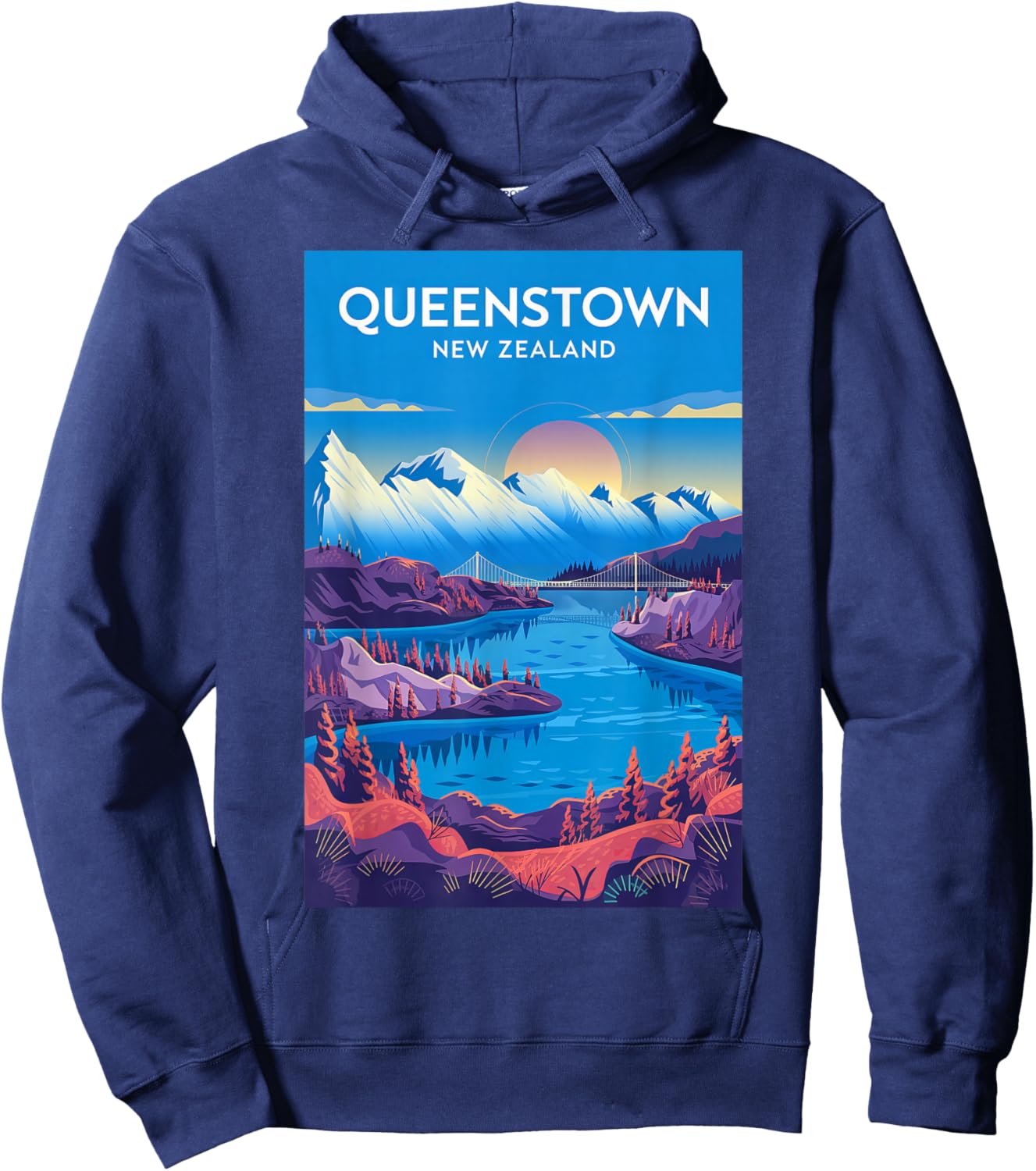 Queenstown New Zealand Travel Adventure Vintage Style Hoodie - Hoodie | Navy