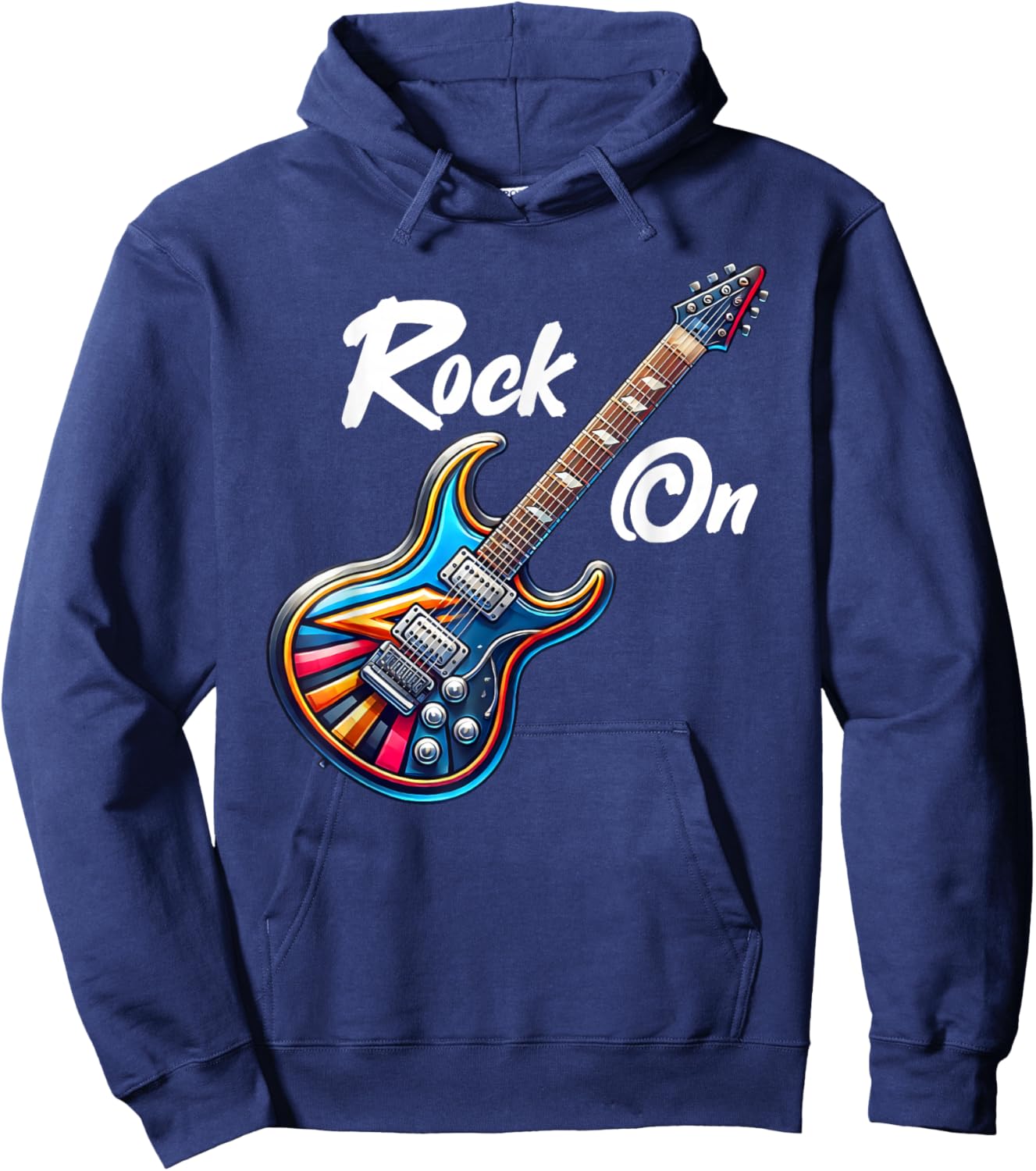 Rock On Guitar Band Funny Rock Guitar Player Girls Boys Kids Hoodie - Hoodie | Navy